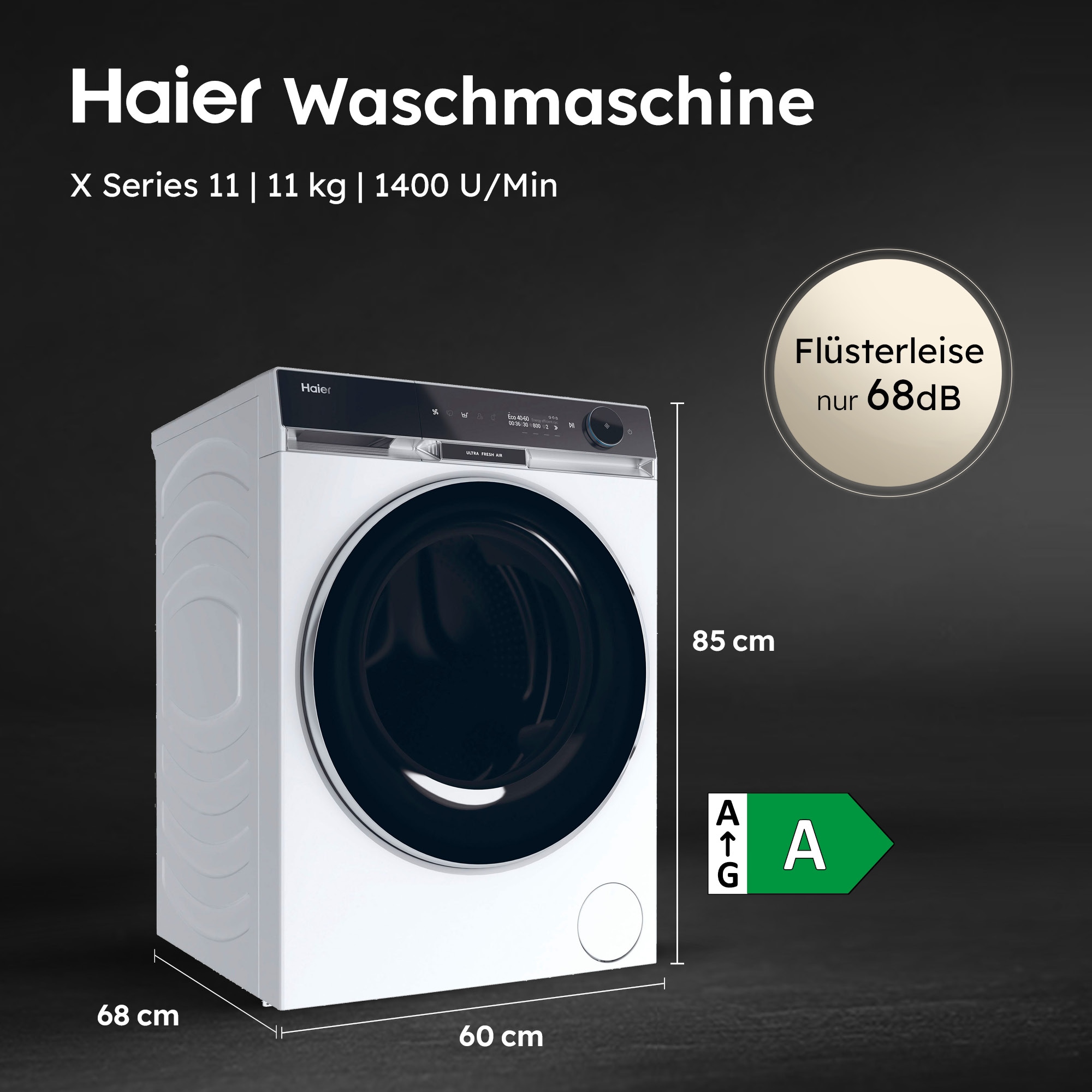 Haier Waschmaschine X SERIE 11 »HW110-BD14397U1« 11 kg 1400 U/min UltraFresh: Hält die Wäsche bis zu 12 Std. frisch