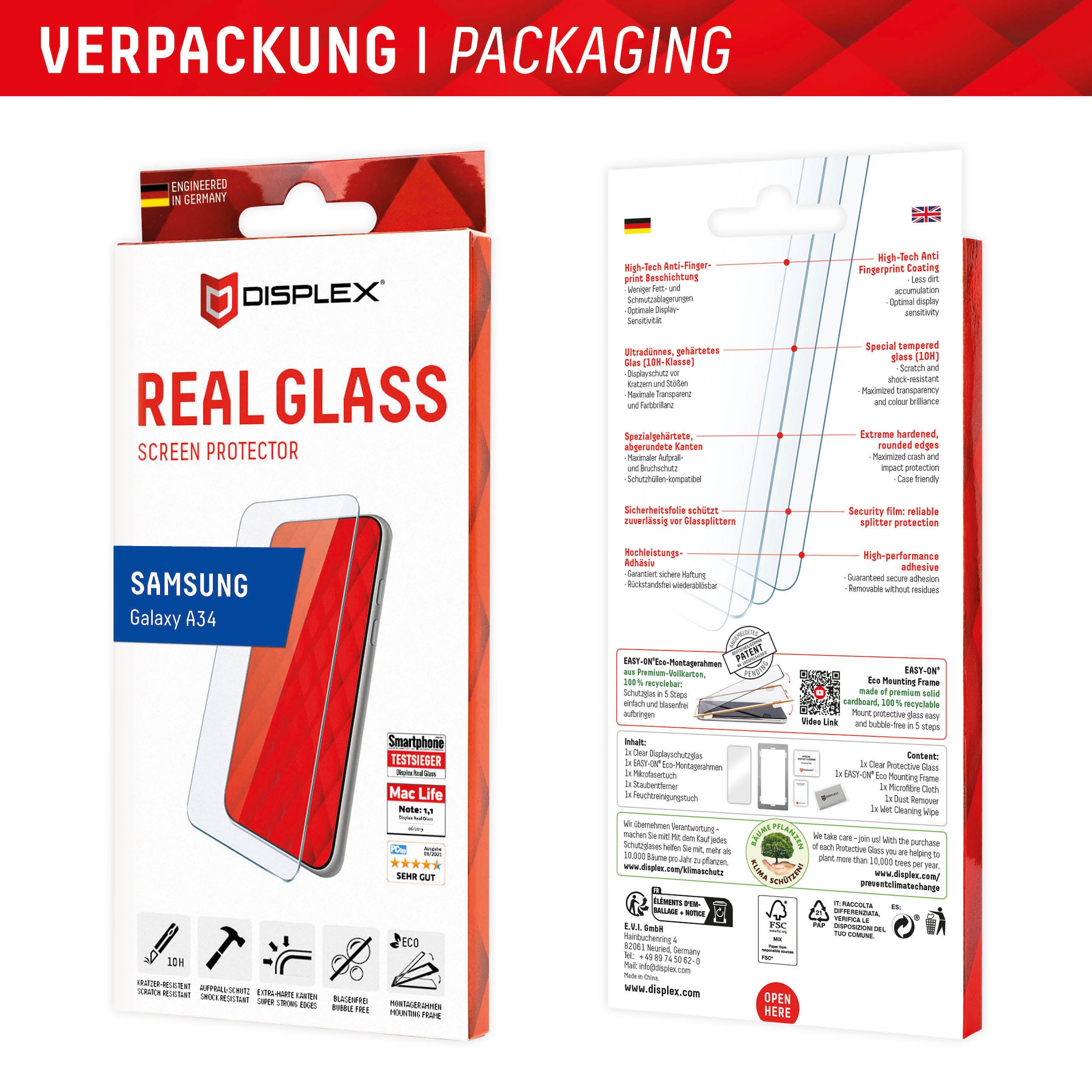Displex Displayschutzfolie »Real Glass Samsung Galaxy A34 5G«, für Samsung Galaxy A34 5G