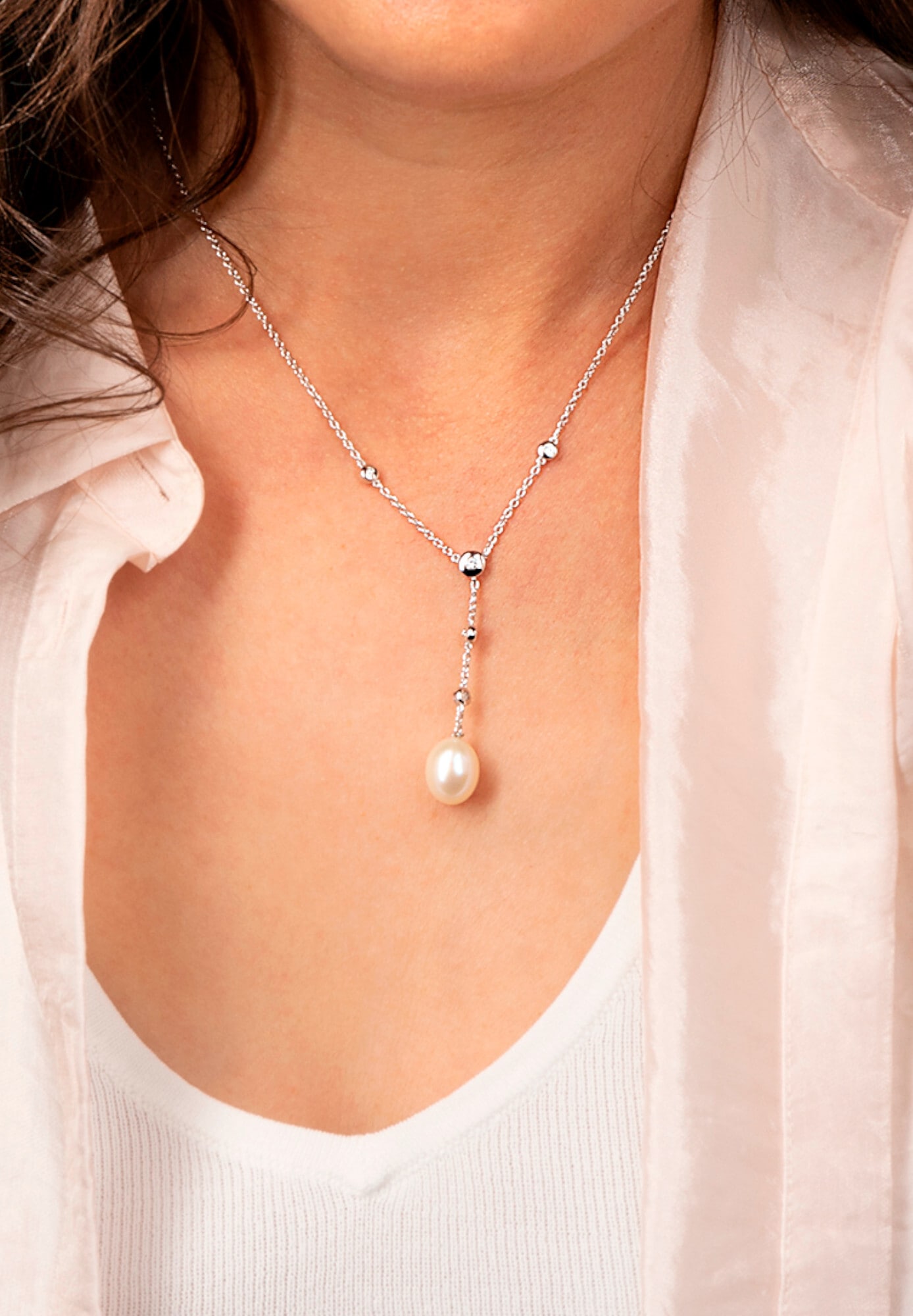 ONE ELEMENT Silberkette »Zirkonia Anker Halskette aus 925 Silber  45 cm«