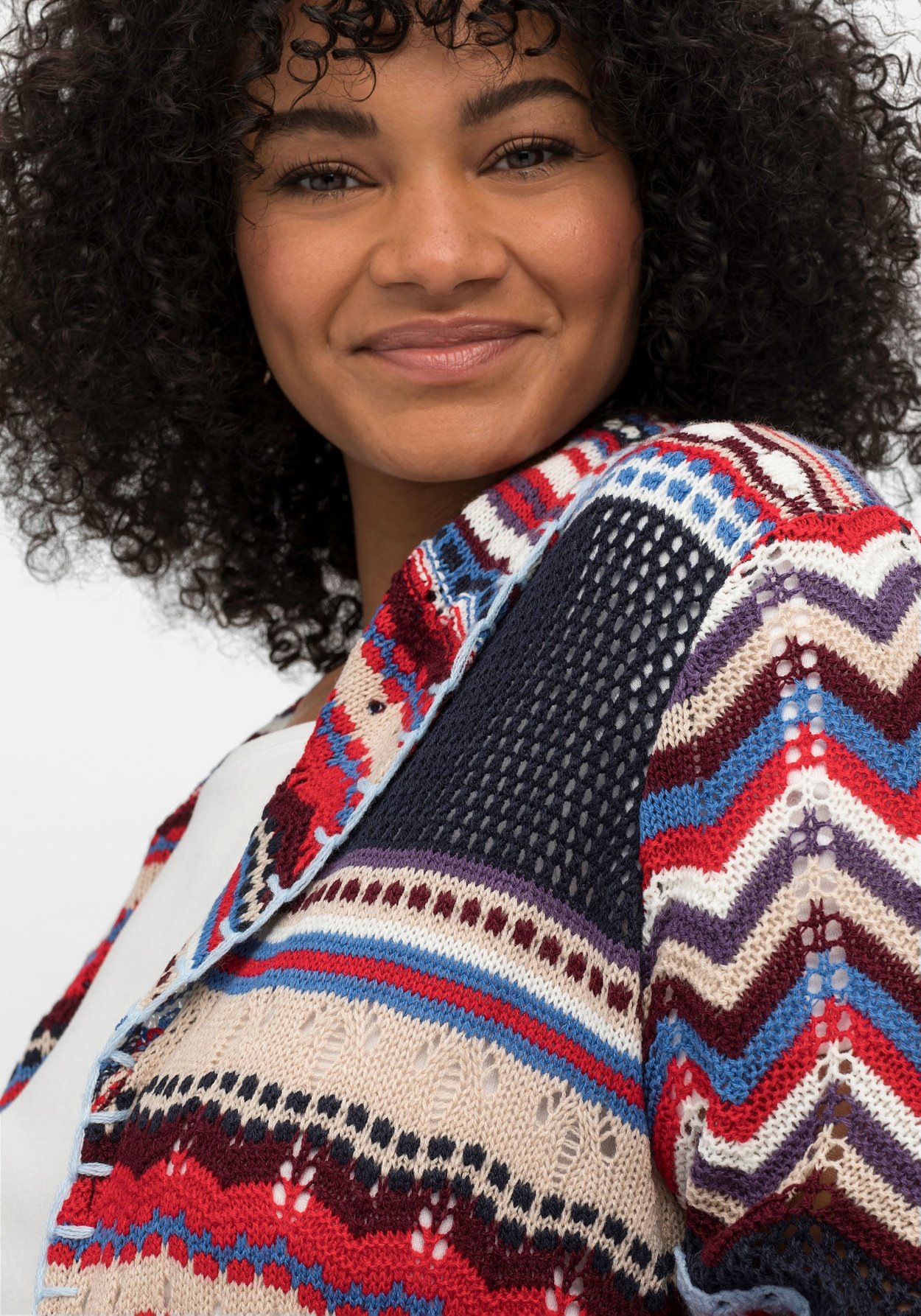Sheego Longstrickjacke »Longstrickjacke im Boho-Stil, mit Schalkragen«, im Boho-Stil, mit Schalkragen