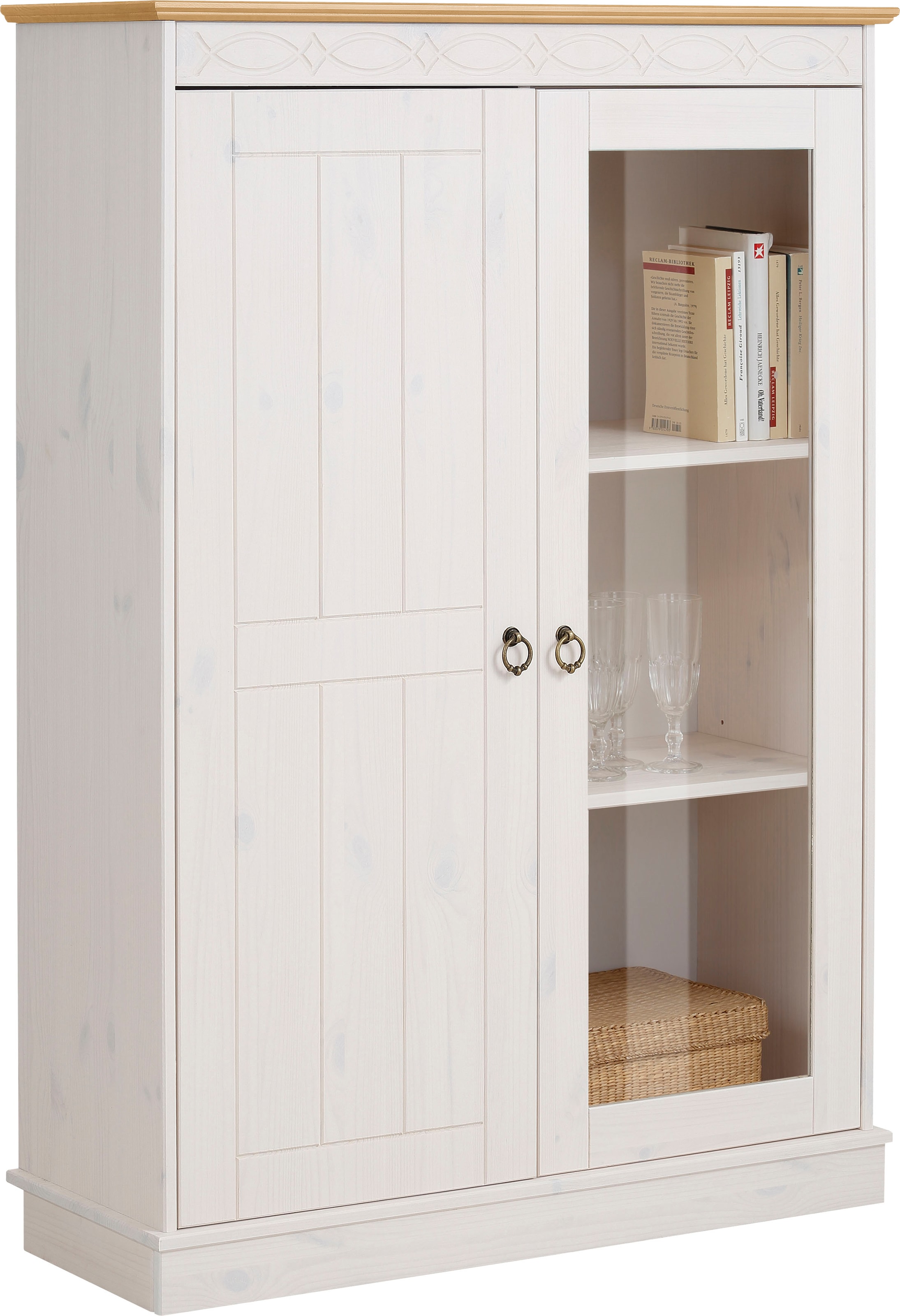 Home affaire Highboard »Indra«, Vitrine, Breite 85 cm, aus massiver Kiefer