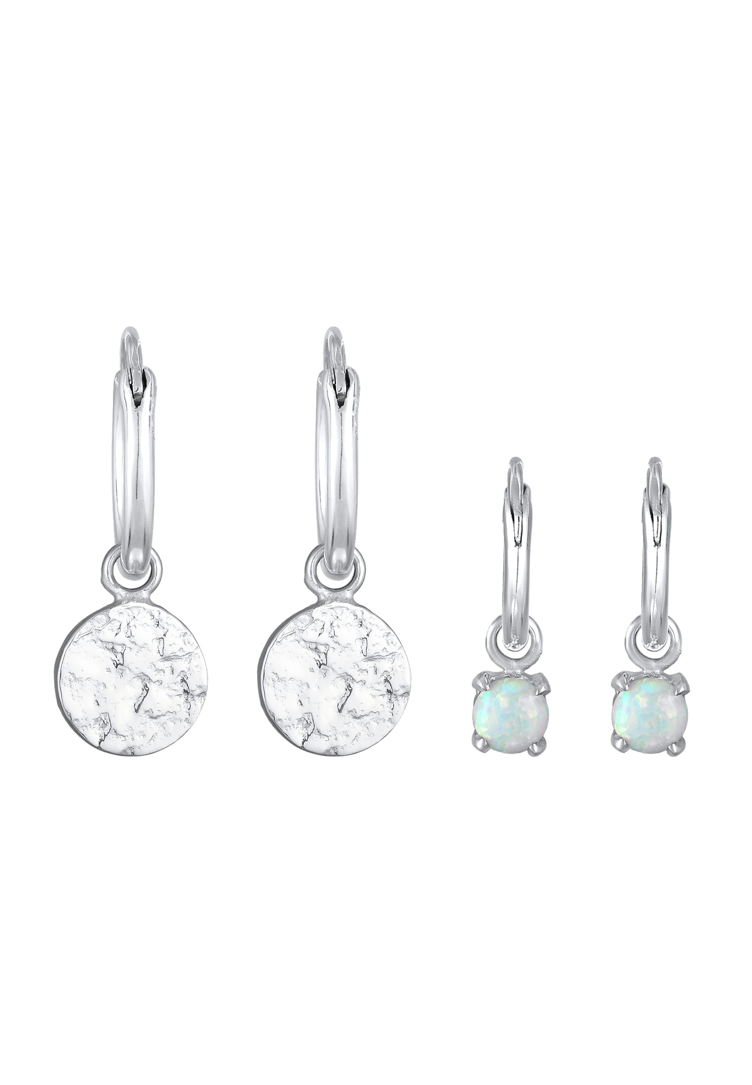 Elli Ohrstecker-Set »Ohrringe Creolen Plättchen Opal Edelstein 2er Set 925 Silber«