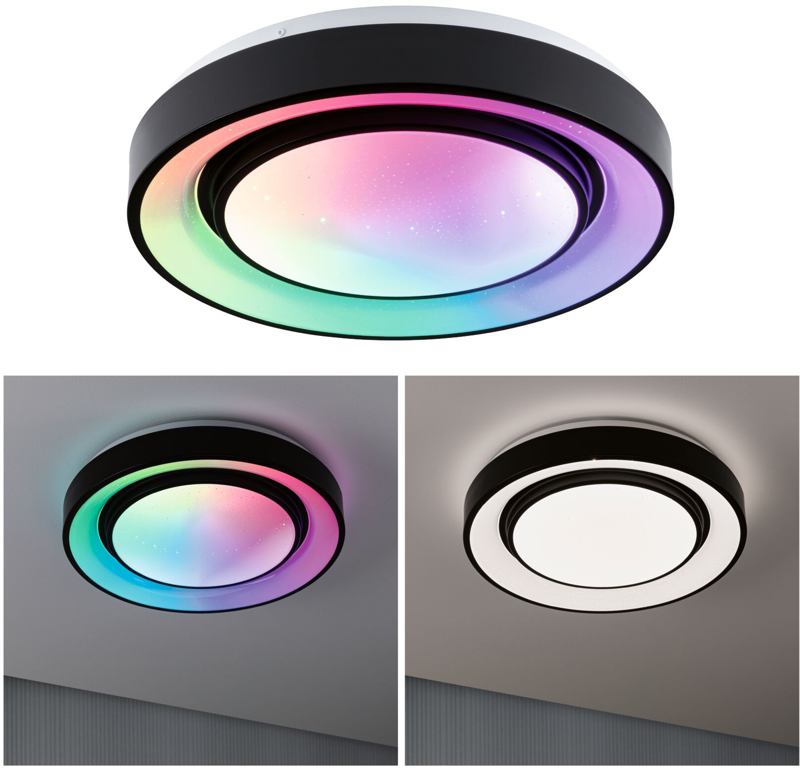 LED Deckenleuchte »Rainbow Dynamic 22W 375mm Weiß/Schwarz 230V«, 1 flammig, RGBW...