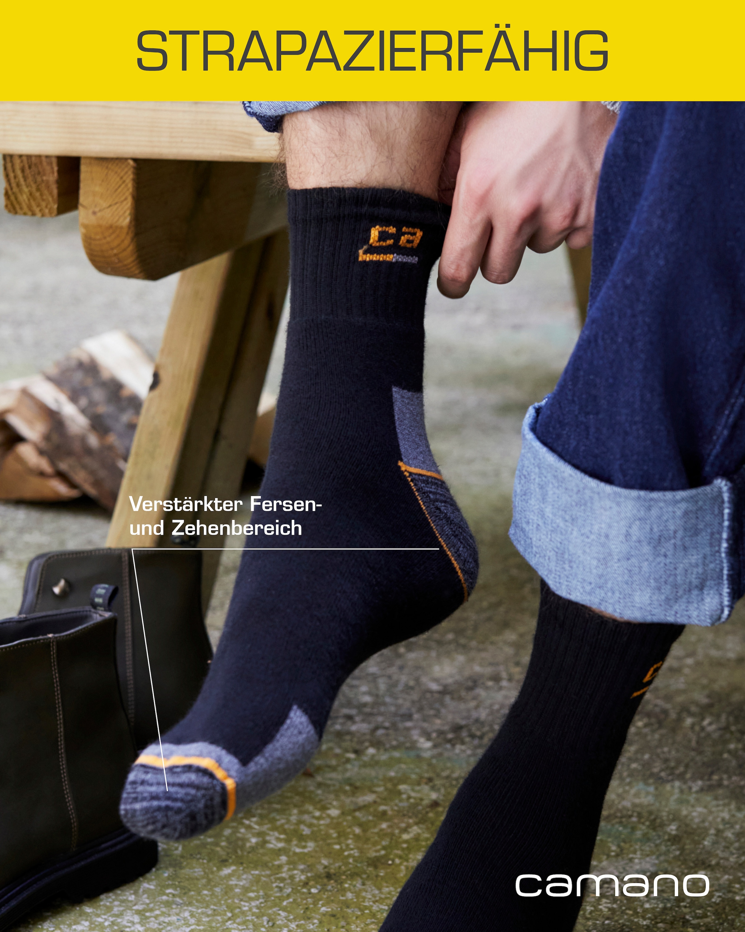 Camano Arbeitssocken »work« 9 Stk. tlg. verstärkte Belastungszonen, atmungsaktiv, gepolstert