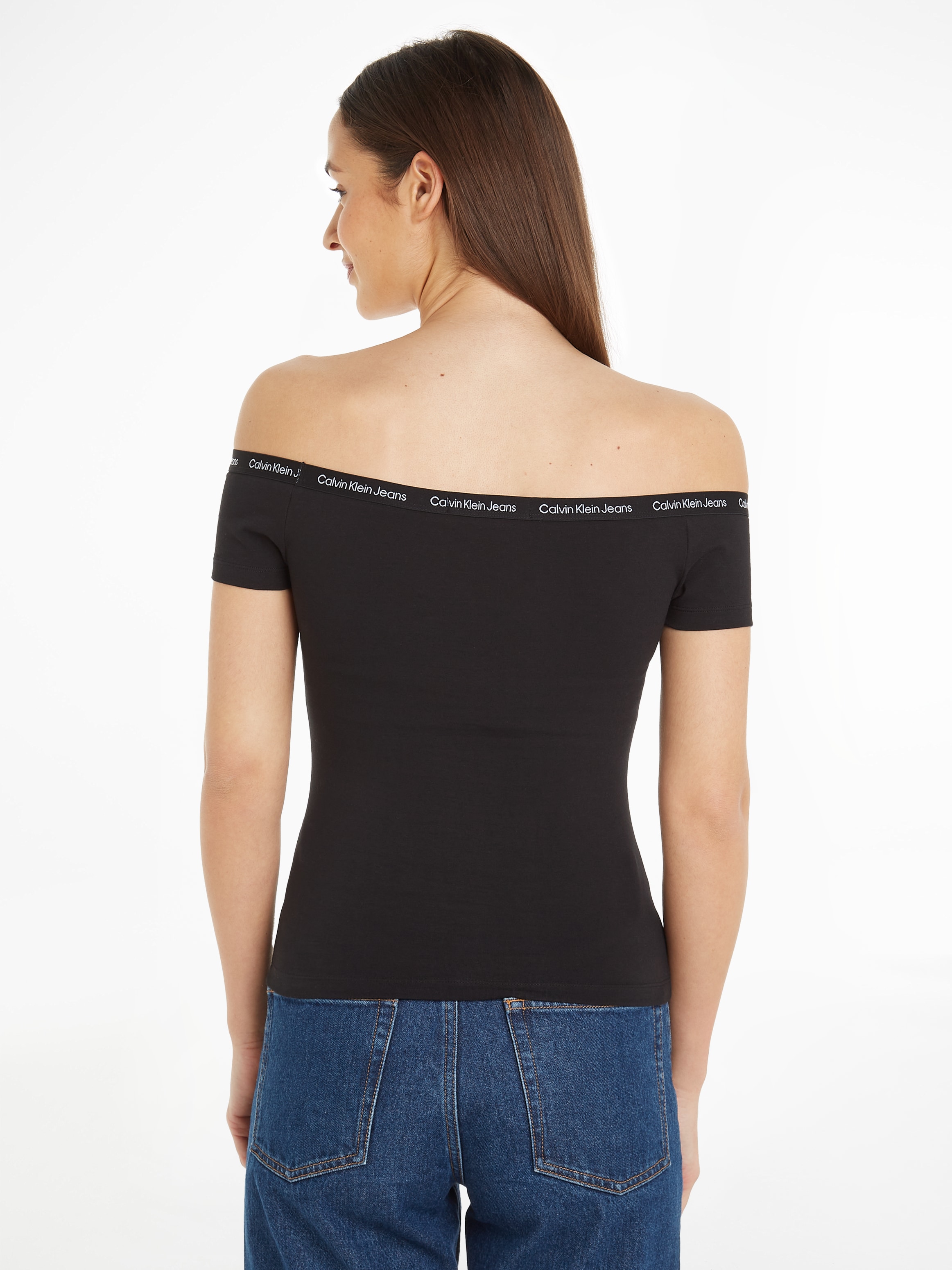 Calvin Klein Jeans T-Shirt »LOGO ELASTIC BARDOT TOP«, mit Logoschriftzug