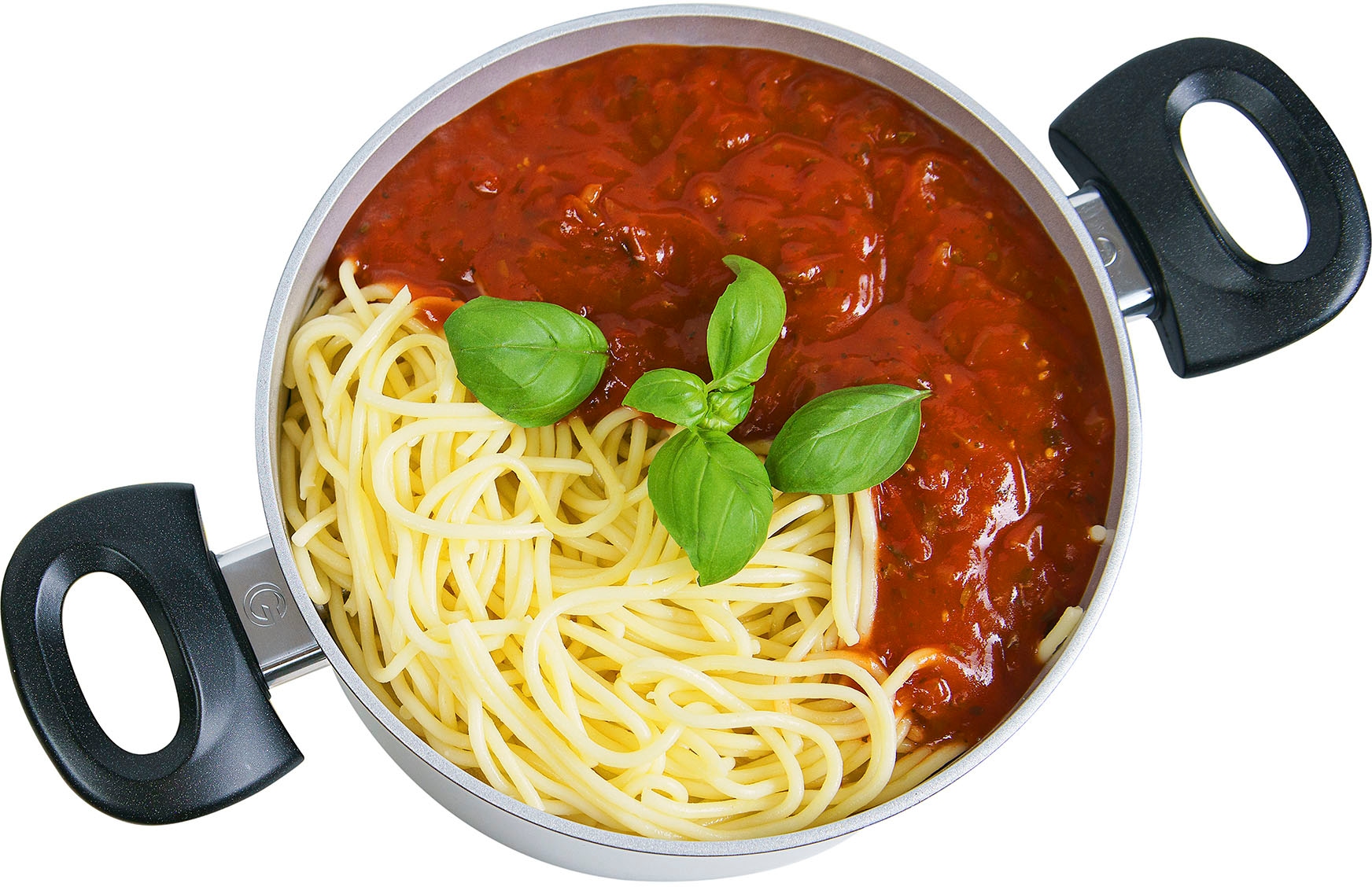 Genius Spaghettitopf »Cerafit Magic Pot«, (Set, 8 tlg., Pot, ⌀ 24 cm, Sieb, ⌀ 24 cm, Glasdeckel, ⌀ 24 cm, 2in1 Schwämme 5tlg.), direkt entnehmbares Sieb, Induktion