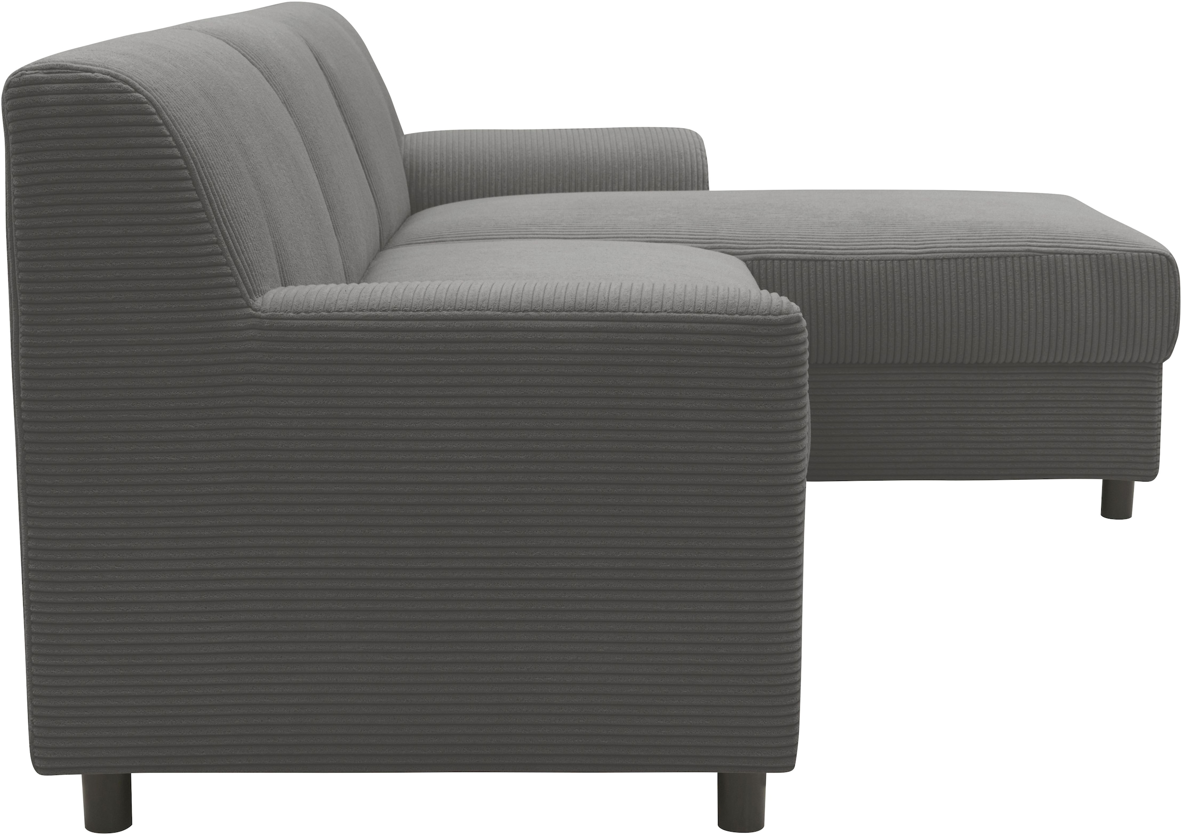 DOMO collection Ecksofa »Turah 2, L-Form, Cord oder Luxus-Microfaser, komfortabler Federkern«, B/T/H: 241/146/79 cm, incl. Zierkissen, wahlweise mit Bettfunktion