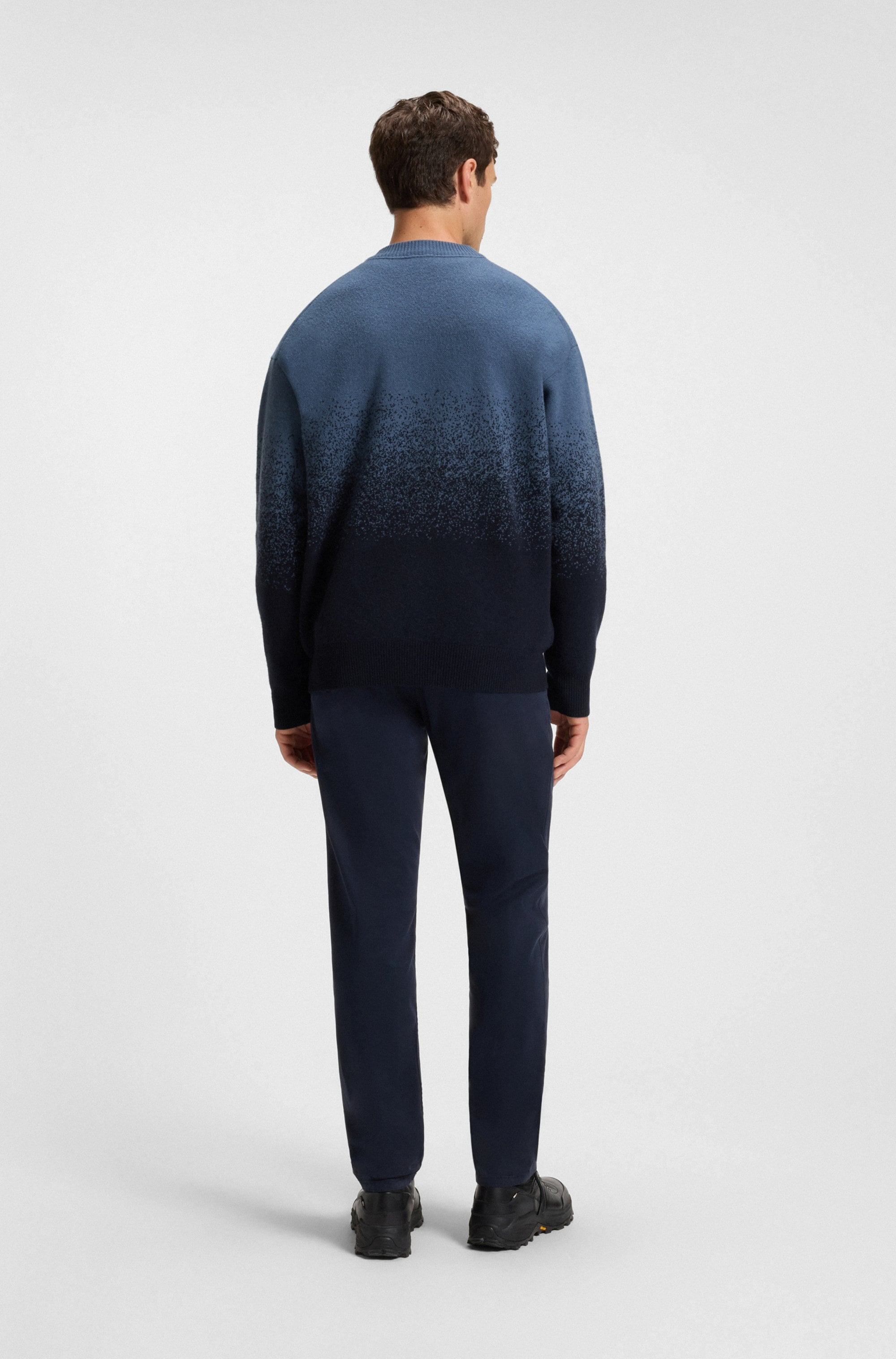 BOSS ORANGE Jacquardpullover »Kalbrush« Rundhalsausschnitt, Relaxed Fit, Jacquard-Strick mit Farbverlauf