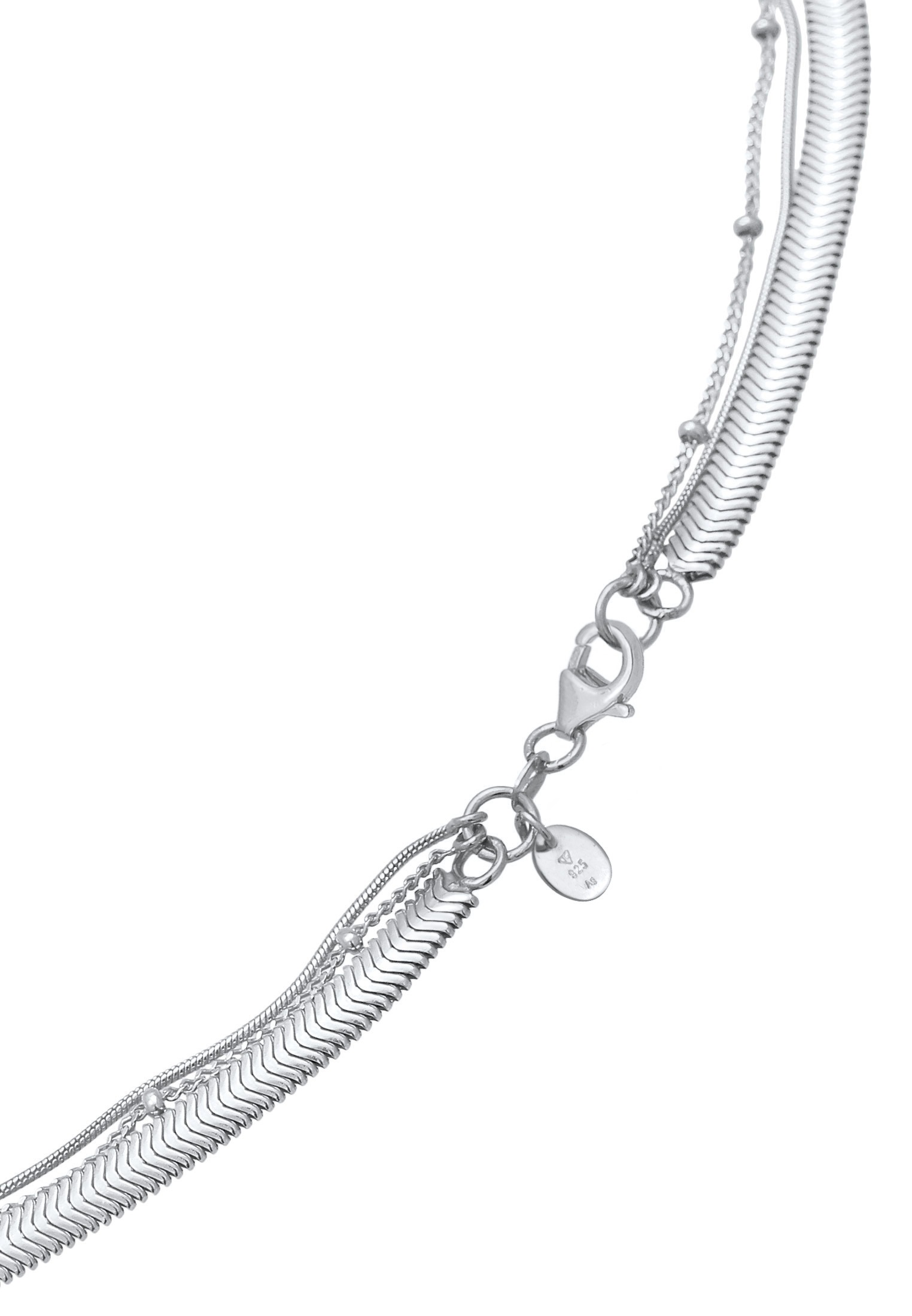 Elli Premium Silberkette »Halskette Halskette Layer 3-reihig Flach Rund Kugelkette 925 Sterling Silber«
