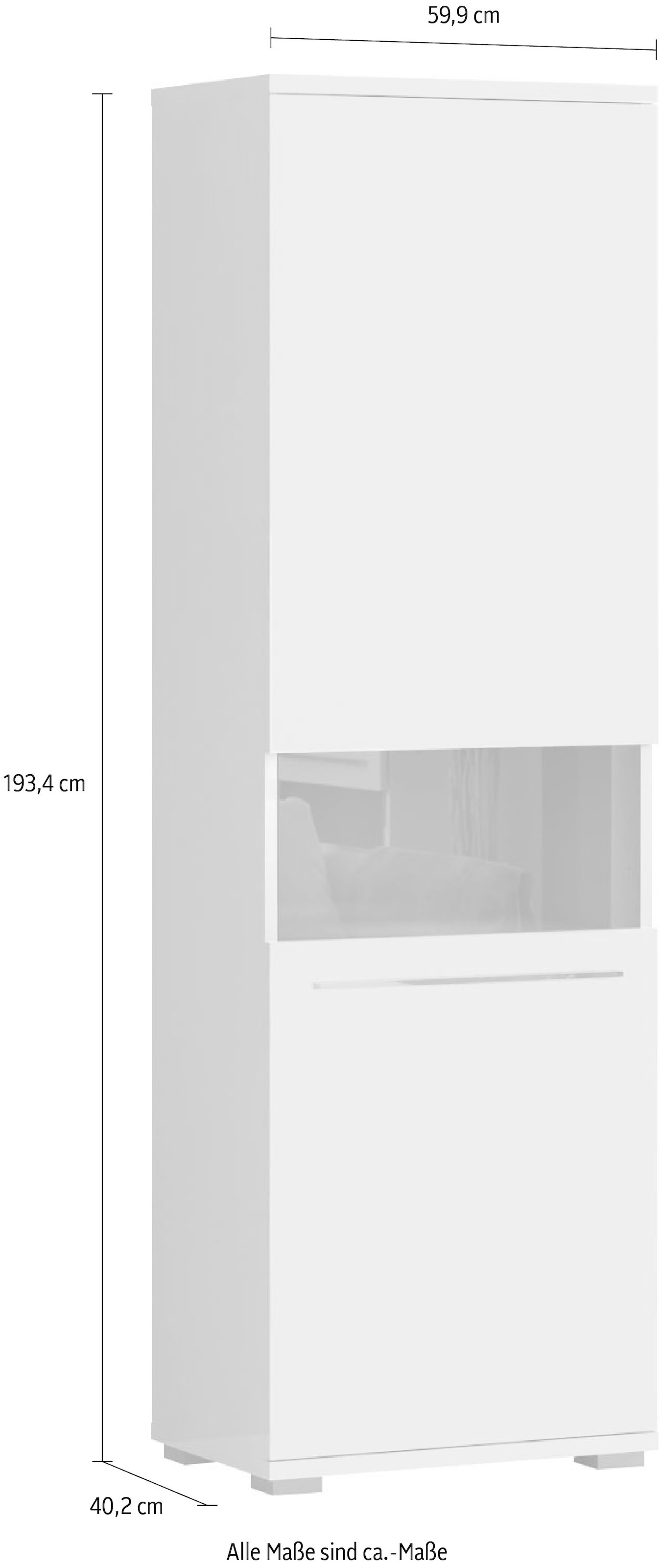 Places of Style Vitrine »Piano«, UV lackiert, Soft-Close Funktion