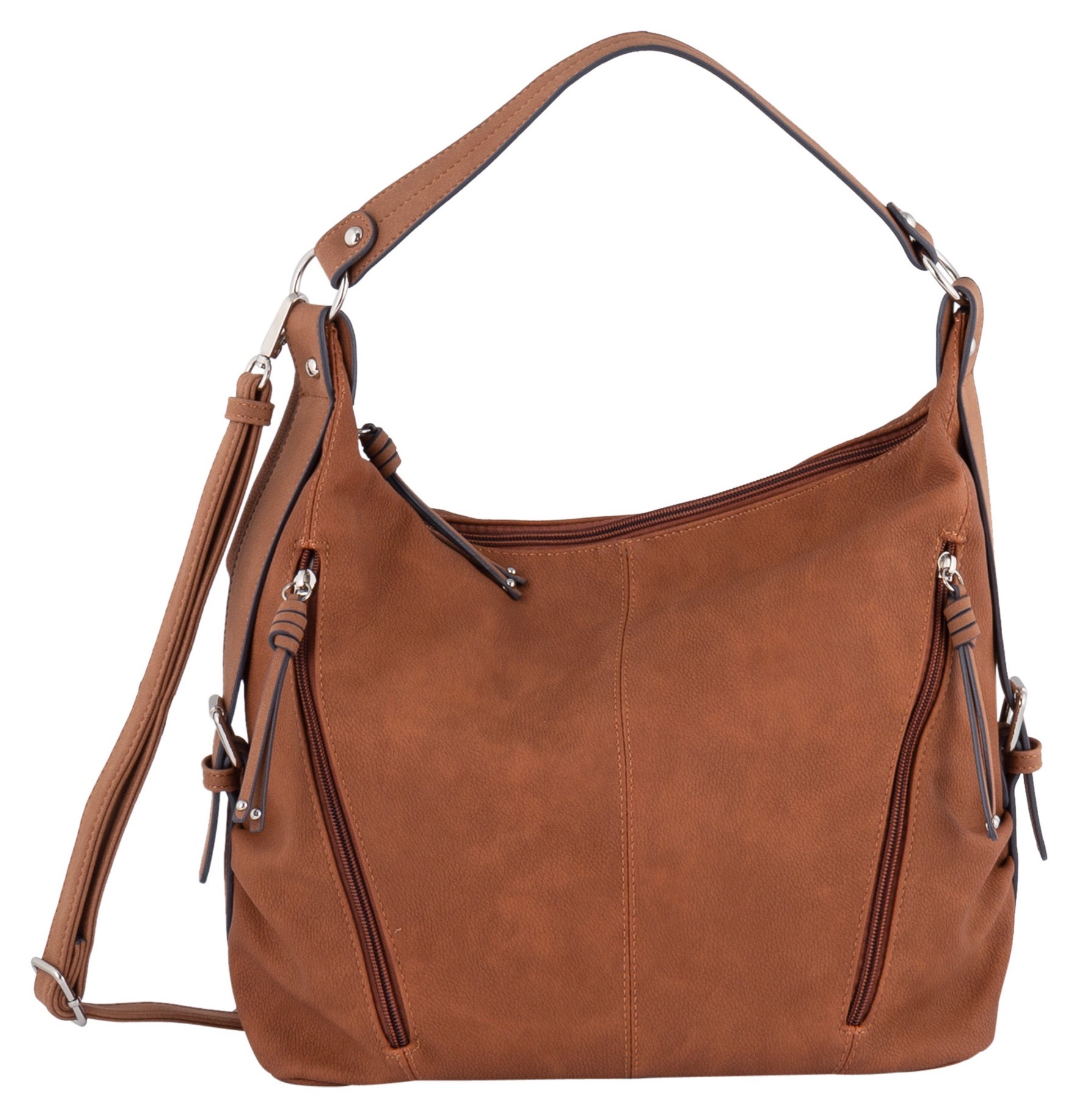 TOM TAILOR, Damen, »CAIA Hobo bag« in schlichter Optik, cognac, cognac, Aus pflegeleichtem Lederimitat