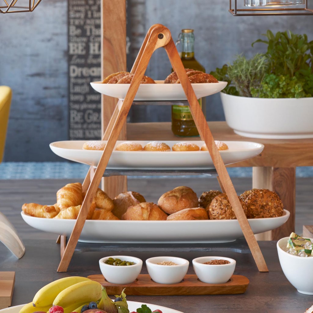 Villeroy & Boch Etagere »Artesano Original Eye Catcherset«, (Set, 4 tlg., je 1 Olivenschale 28cm, Baguetteschale 44cm, Obstschale 55cm, Etagere), Geeignet für Obst, Baguette oder Antipasti