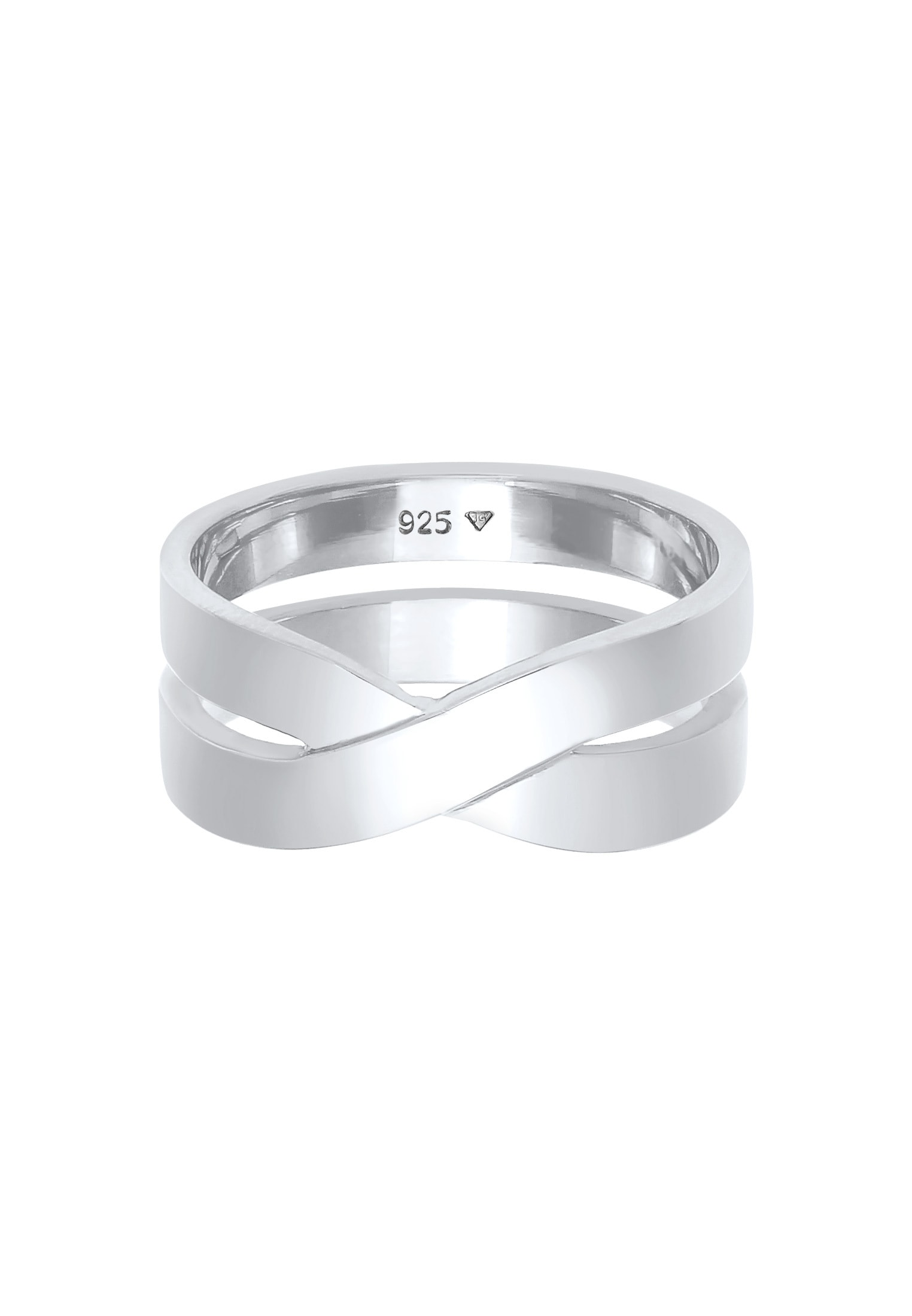 Kuzzoi Silberring »Ring Herren Bandring Überkreuz Look 925 Silber«