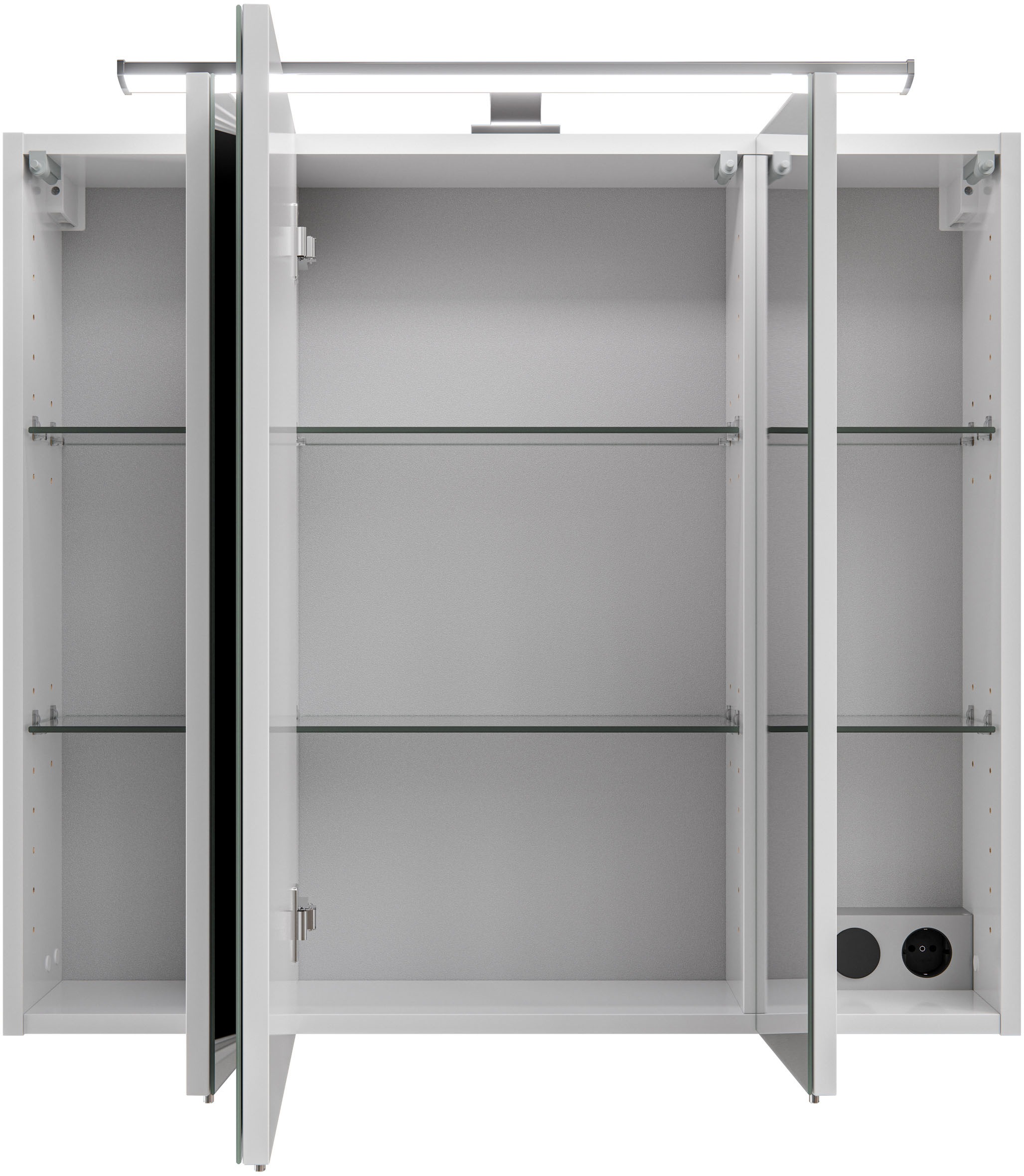 Saphir Badezimmerspiegelschrank »Spiegelschrank Serie 3006 inkl. LED-Beleuchtung, 3 Türen«, Badschrank 80 cm breit, inkl. Steckdose und Türdämpfer