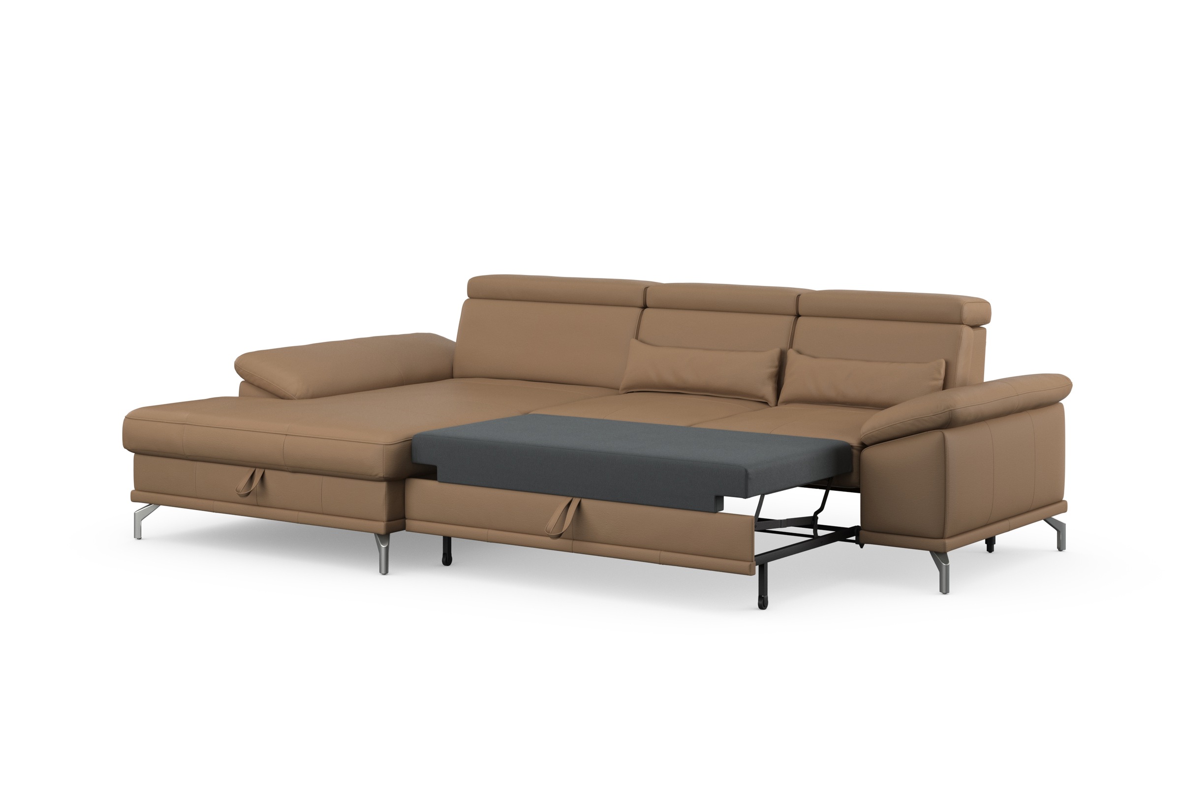 sit&more Ecksofa »Cabrio L-Form, mit Sitztiefenverstellung, Arm- und Kopfteilverstellung«, 2 Nierenkissen, Federkern, optional Bettfunktion und Stauraum