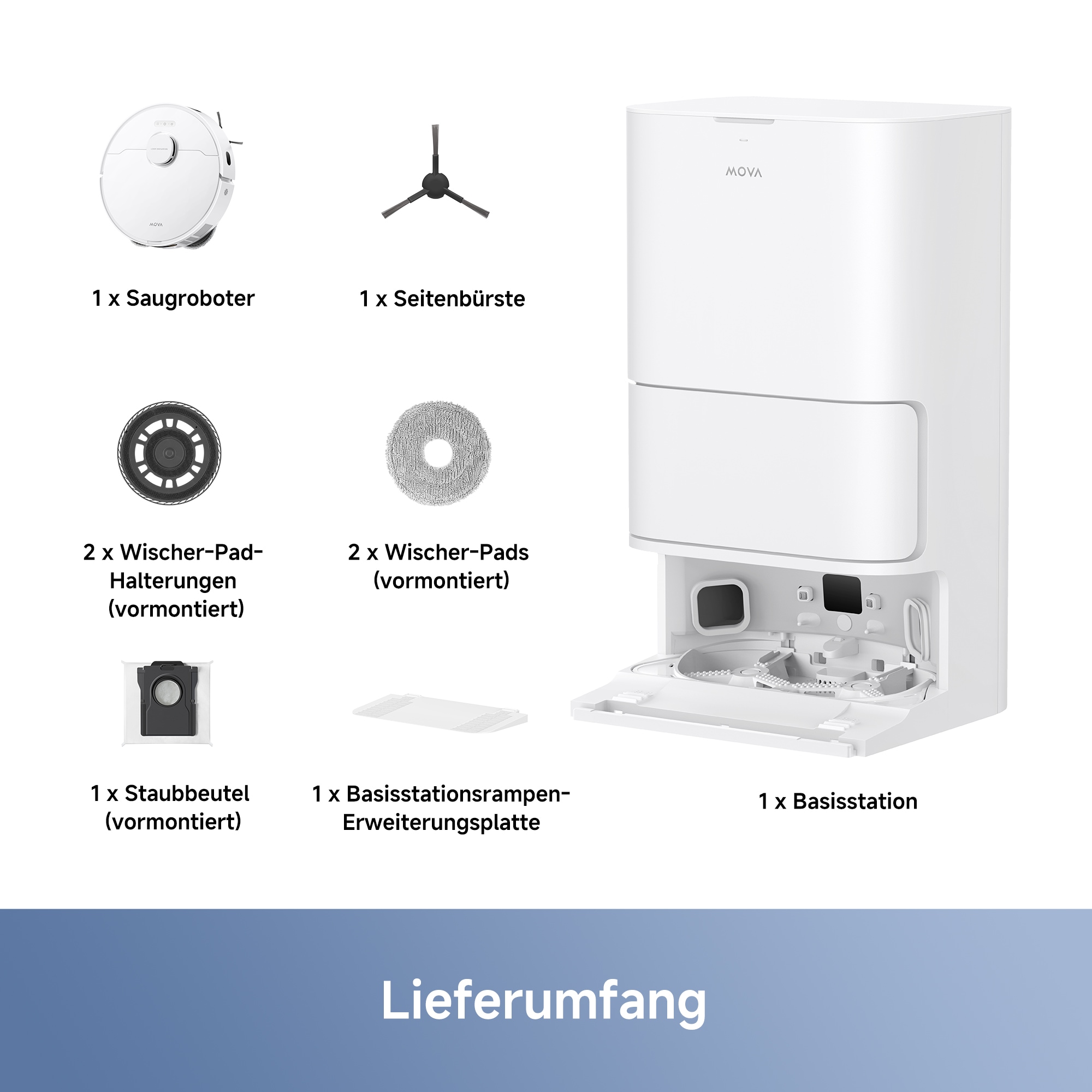 Dreame Saugroboter »Mova E30 Ultra, mit Aubsaugstation,«, 7000 Pa Saugleistung/Automatische Absaugung und selbstreinigende Mopps