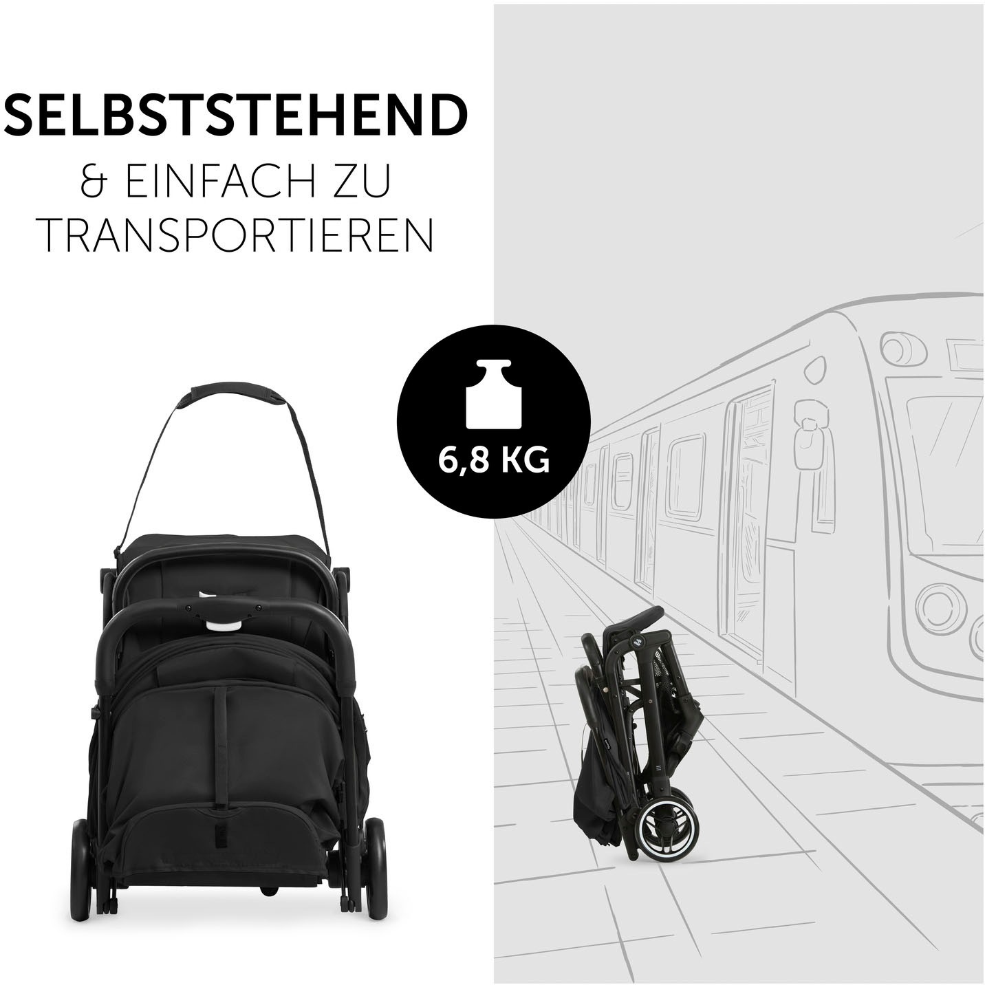 Hauck Kinder-Buggy »Travel N Care, black«, 22 kg