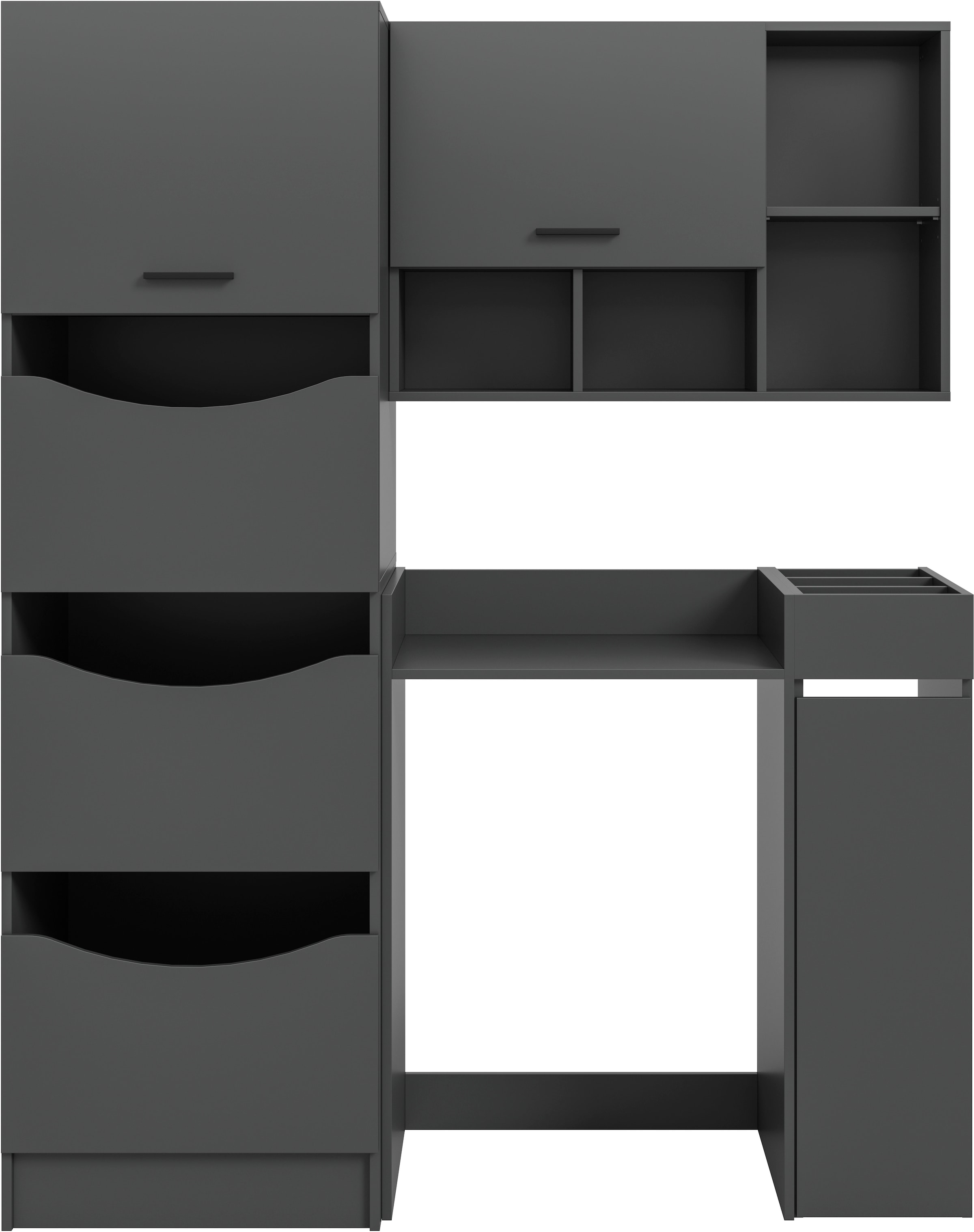 welltime Badmöbel-Set »FALAS, TOPSELLER!, 4-teilig, Hauswirtschaftsraum Set, Breite 126 cm« Set, Wäschschrank, Waschmaschinenumbauschrank, Standregal, Hängeschrank, 4 Stk. tlg.