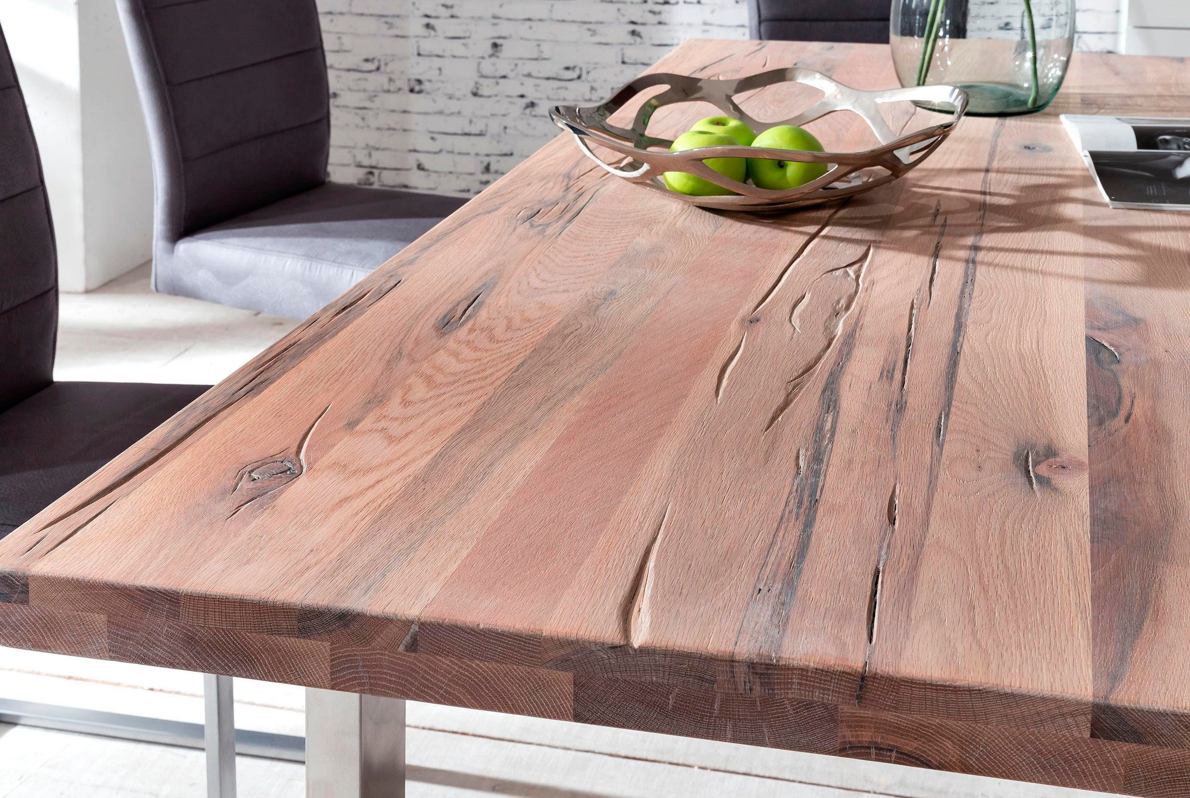 Home affaire Esstisch »New York«, Balkeneiche massiv mit ausdrucksstarker Holzoptik