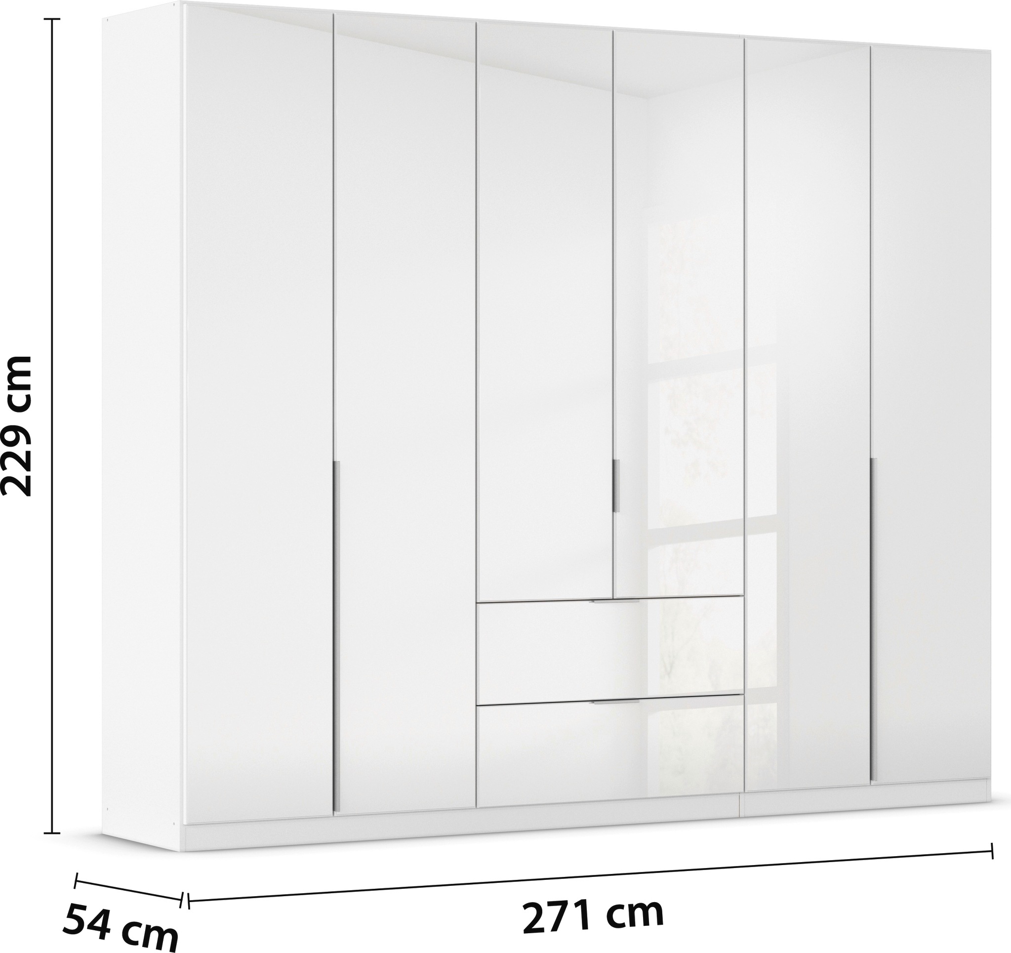 rauch Drehtürenschrank »Kleiderschrank Kleiderschränke Schrank Garderobe AGORDO mit Glasfront«, (in zwei Griff-Farben, Breiten 91-360 cm), mit Außenschubkästen, in 7 Breiten und 2 Höhen MADE IN GERMANY