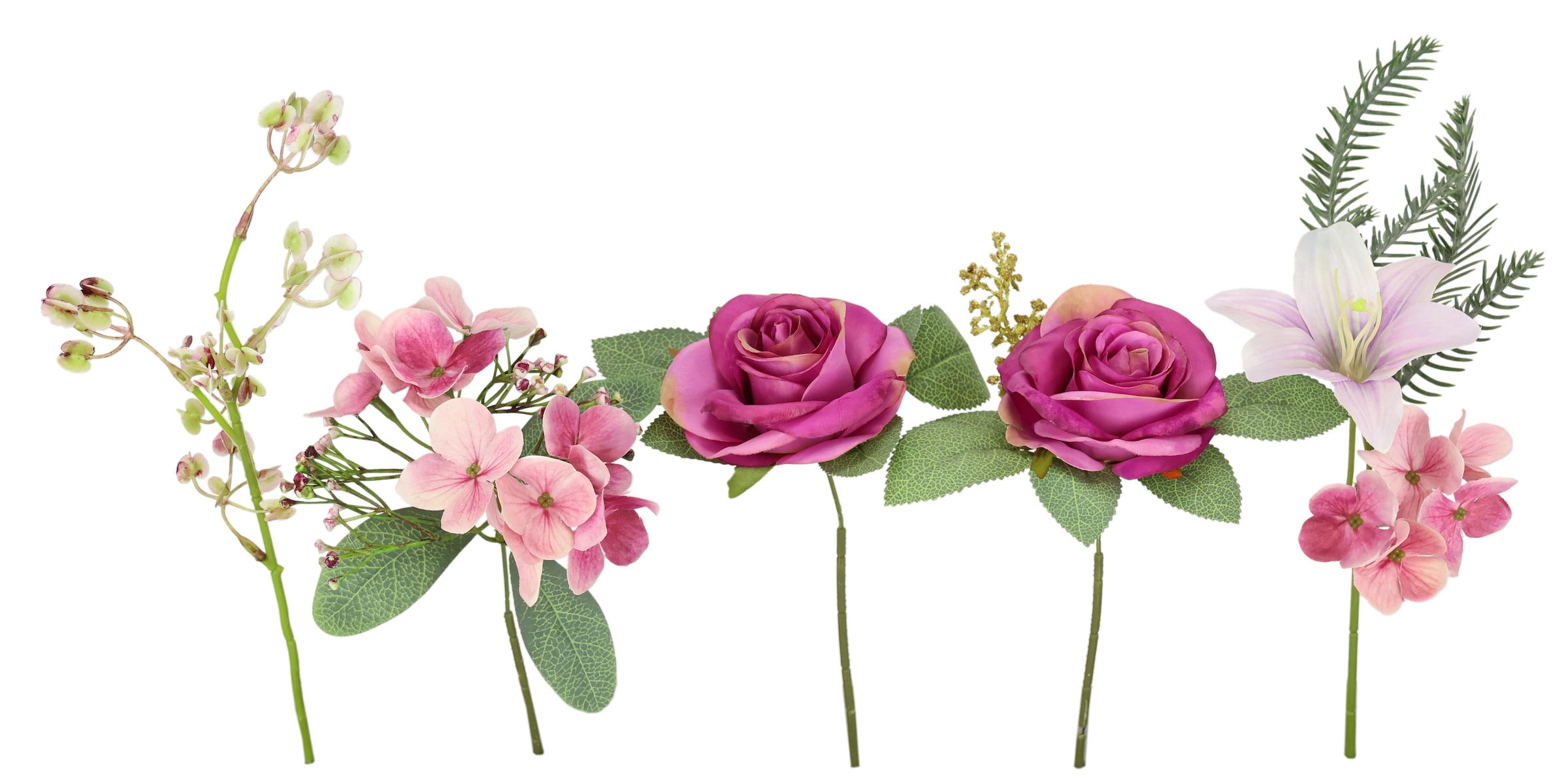 I.GE.A. Kunstblume »Kunstblumen-Strauß Rosen Lilien Hortensie« Blumenstrauß Bouquet Blume Grabschmuck Aufleger Grabdeko