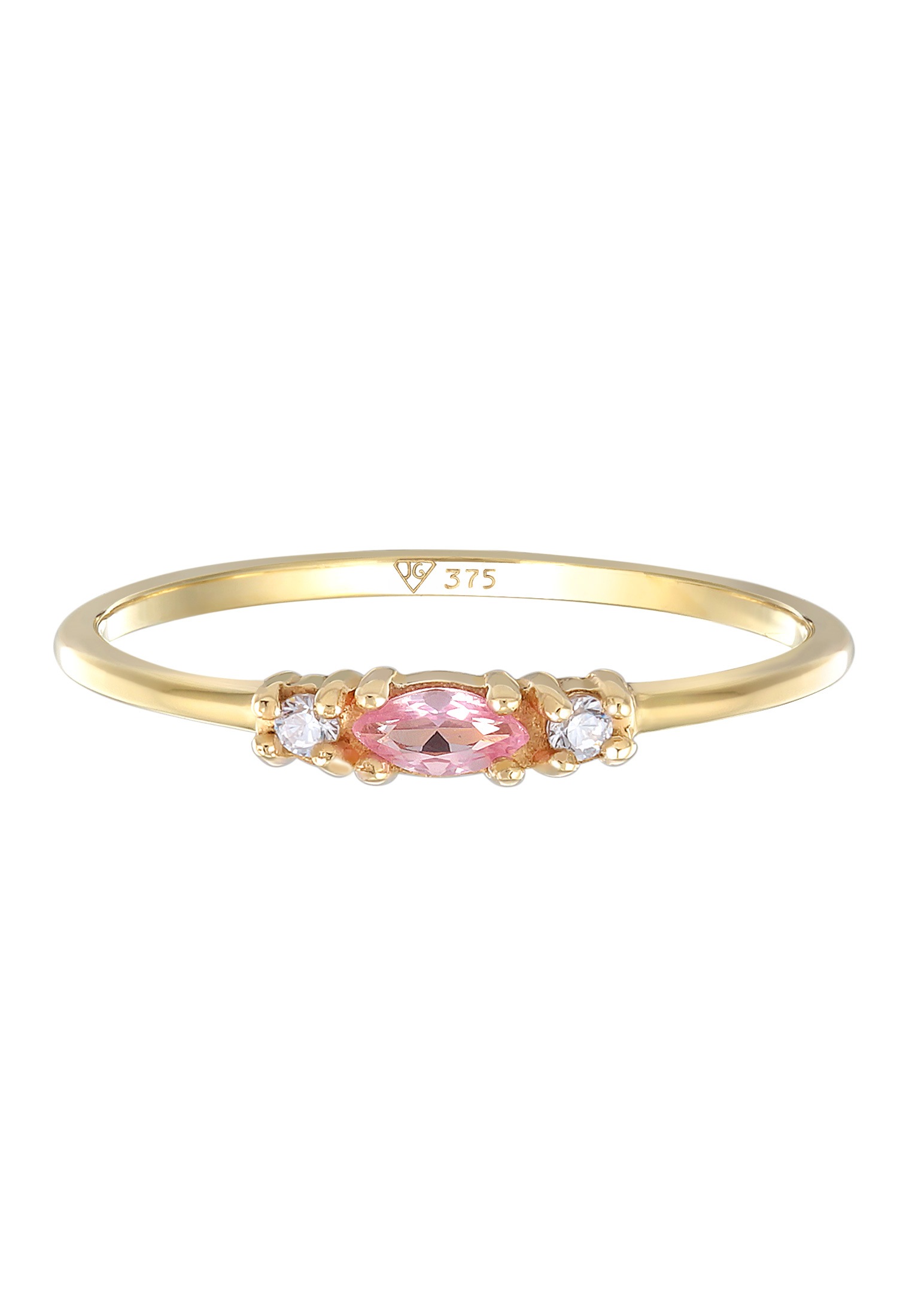 Elli Premium Silberring »Ring Vintage Zirkonia Marquise synth. Saphir 375 Gelbgold«