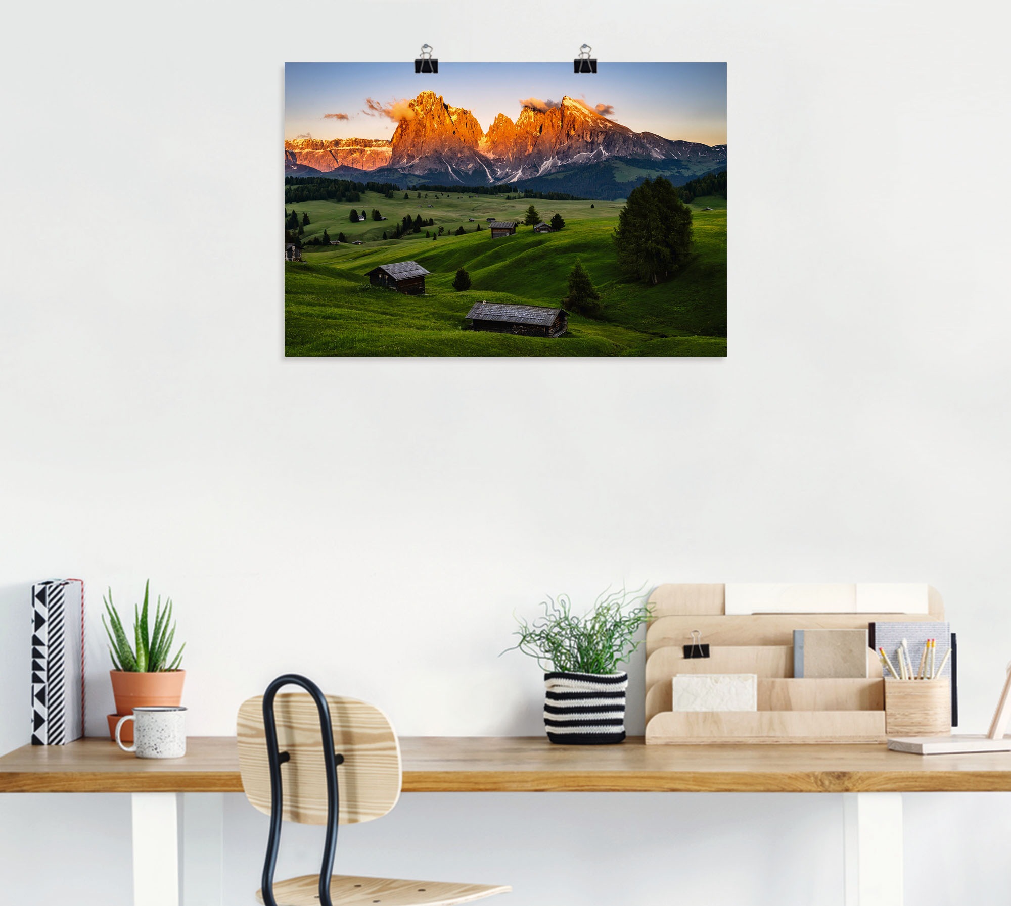 Artland Wandbild »Sonnenuntergang Seiser Alm in Südtirol«, Berge & Alpenbilder, (1 St.), als Alubild, Leinwandbild, Wandaufkleber oder Poster in versch. Größen