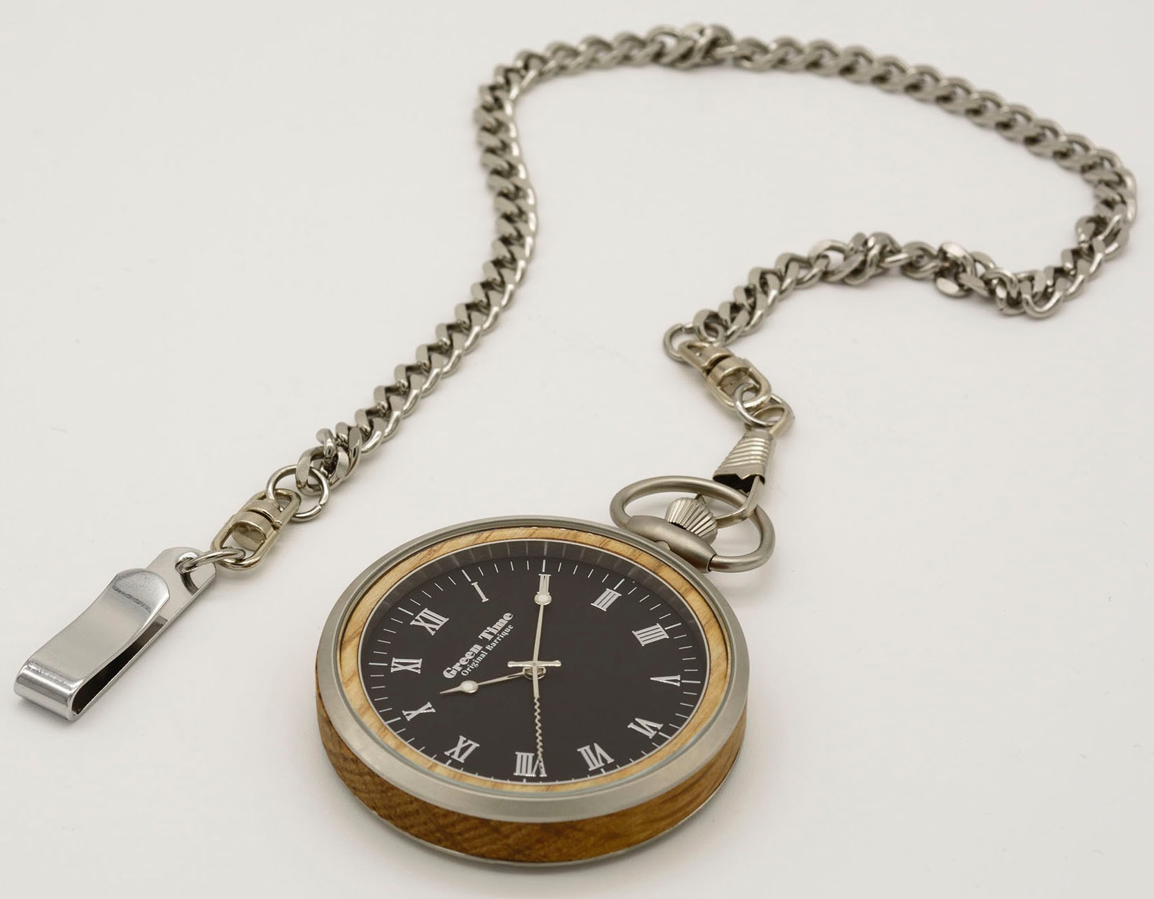GreenTime Taschenuhr »ZW152A«, (Set, 2 tlg., mit Kette), Quarzuhr, Holzuhr, Herrenuhr