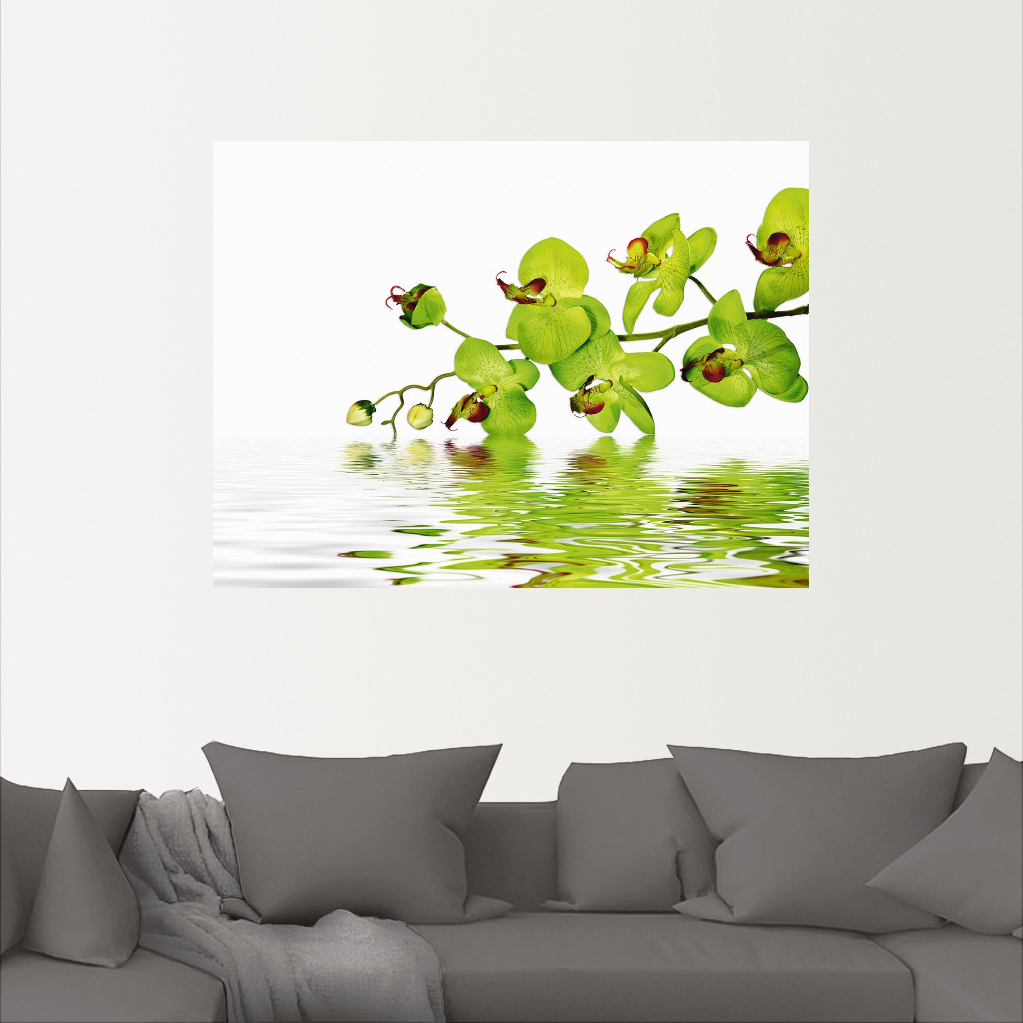 Artland Wandbild »Schöne Orchidee mit grünem Hintergrund«, Blumen, (1 St.), als Leinwandbild, Wandaufkleber in verschied. Größen