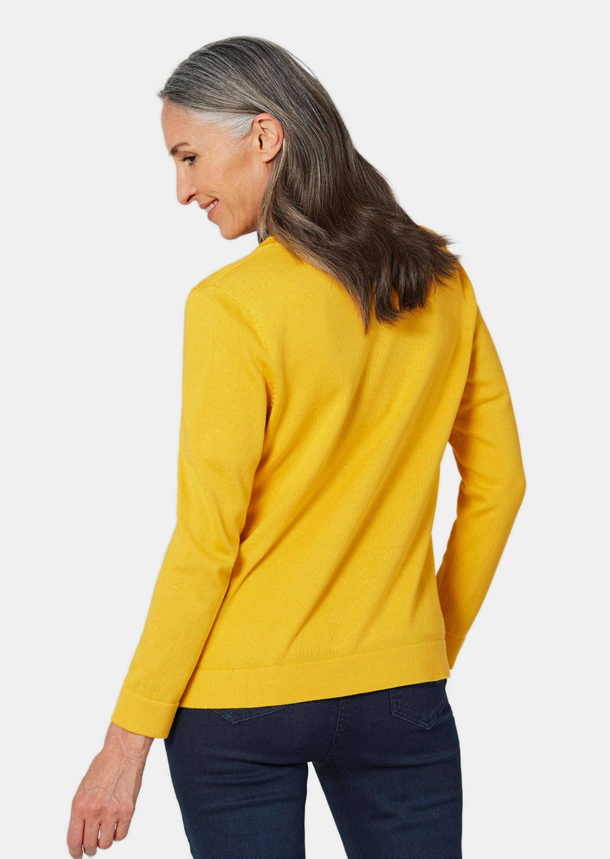 GOLDNER Strickpullover »Kurzgröße Figurnahes Twin-Set aus Pima-Baumwolle« Ohne