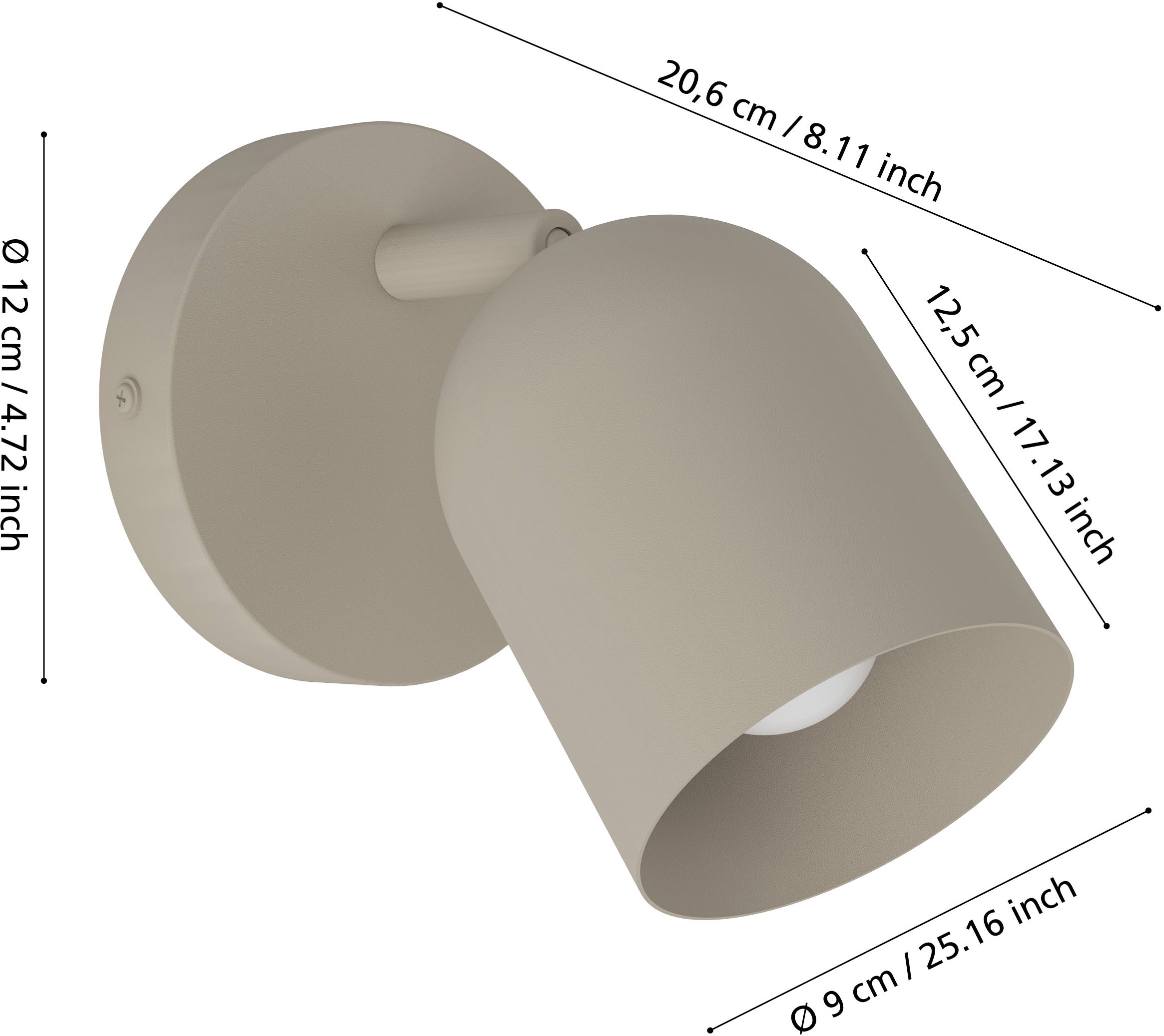 EGLO Deckenspot »TILSTON Spotlampe - Stahl - E14 - 1X40W - IP20« E14 1 Stk. Wandleuchte, Wandspot, schwenkbar, Strahler, L12 x H15,5 x AL12 cm