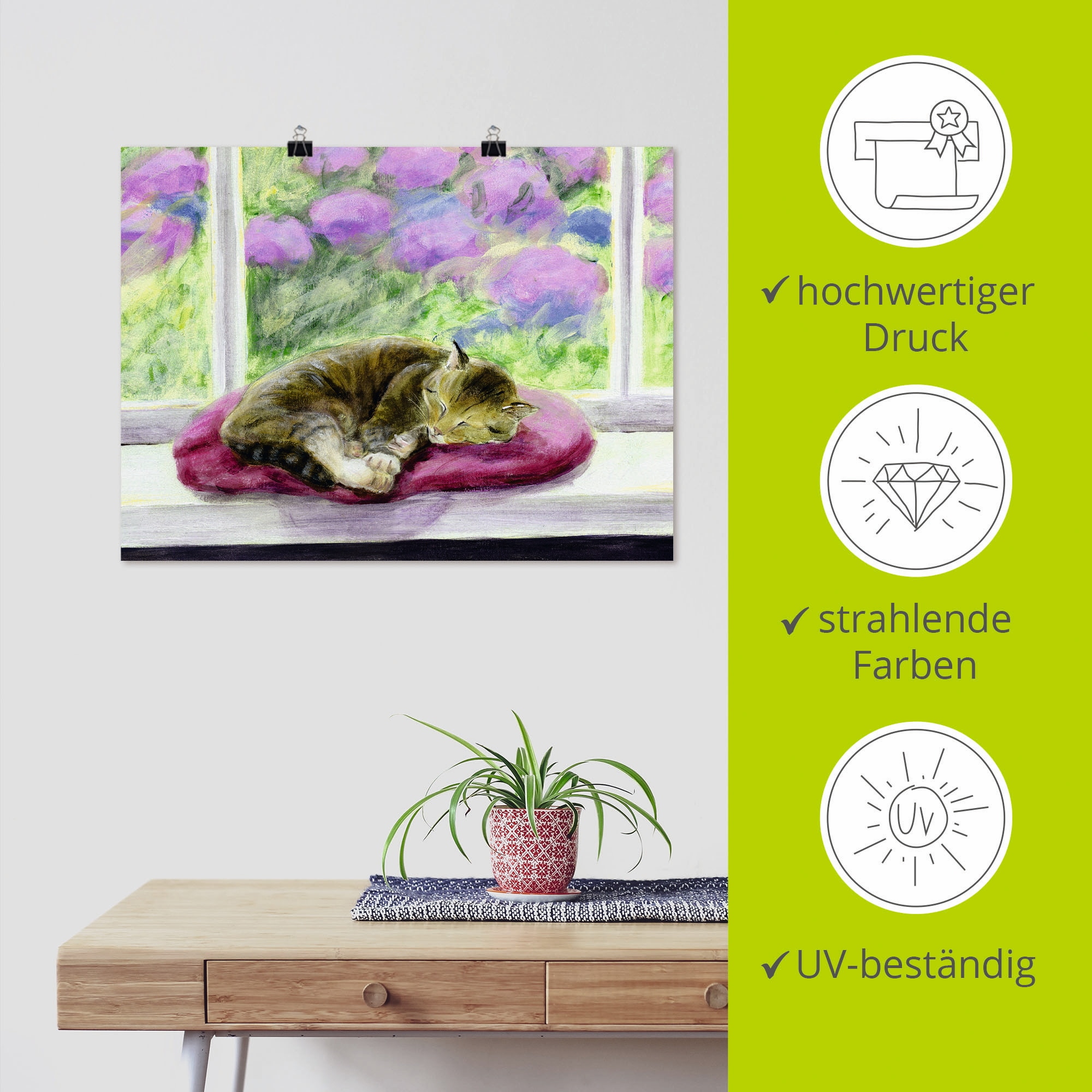 Artland Wandbild »Katze auf Gartenfensterbank« Haustiere 1 Stk. tlg. als Poster, Wandaufkleber in verschied. Größen