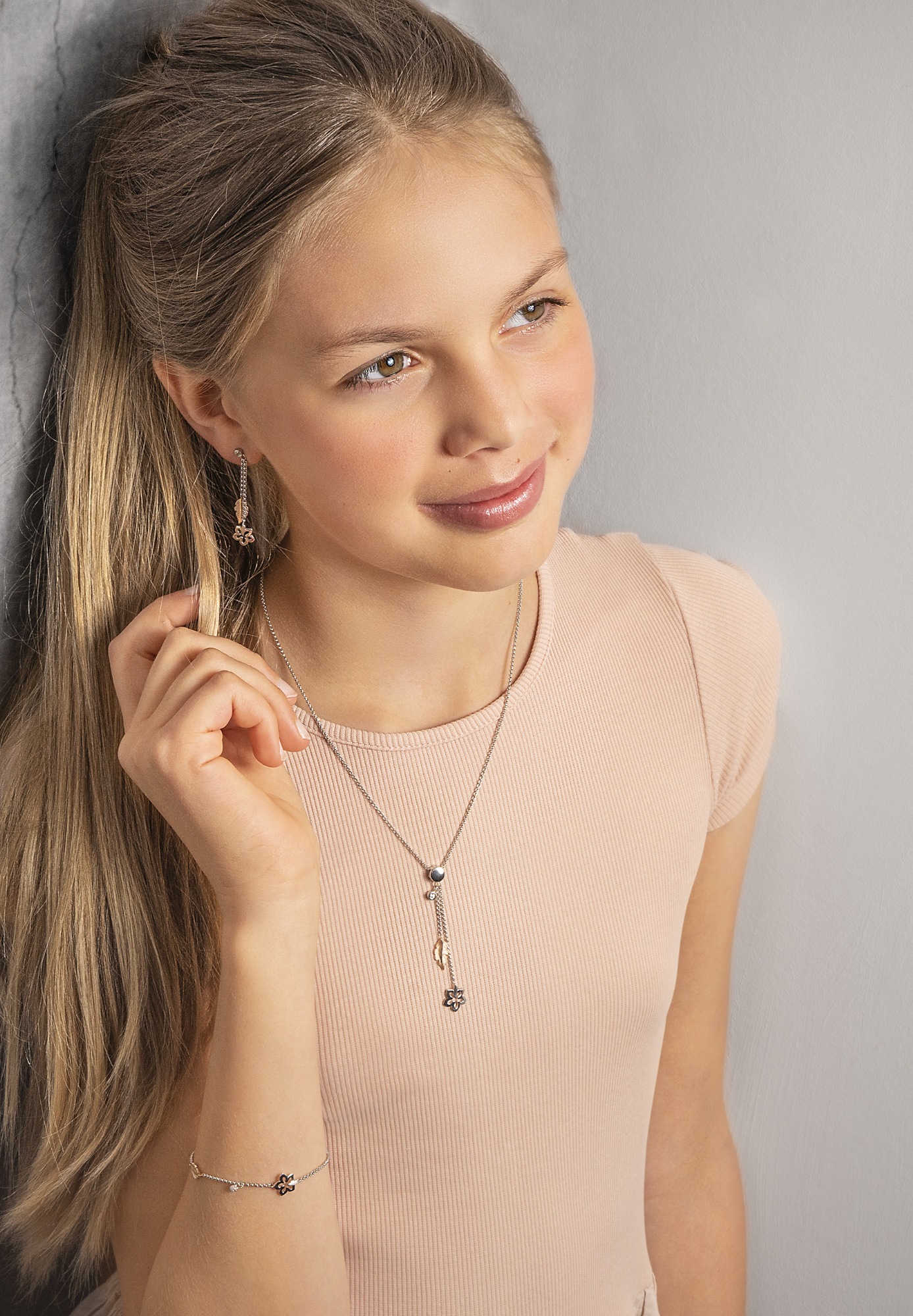 ONE ELEMENT Paar Ohrhänger »Zirkonia Feder & Blume Ohrringe  Ohrhänger aus 925 Silber«