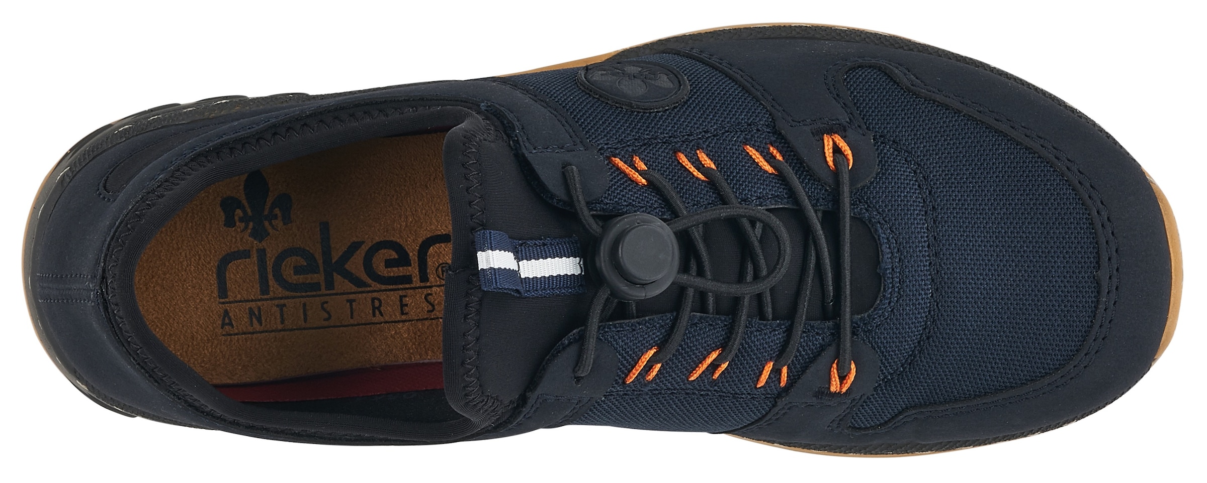 Rieker Slip-On Sneaker, Trekking Schuh, Freizeitschuh, Slipper mit aufwendiger Rahmennaht