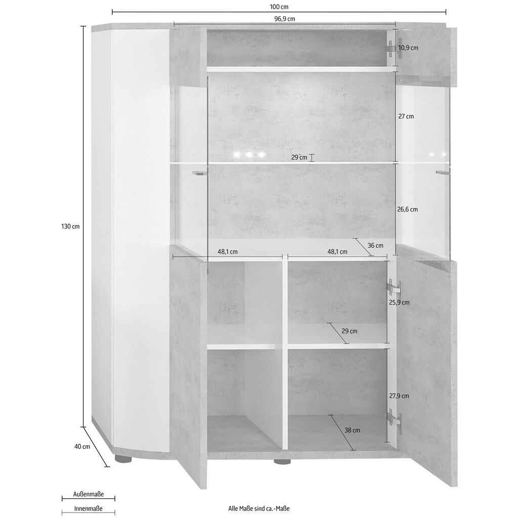 INOSIGN Hängevitrine »Rondo«, Höhe 130 cm