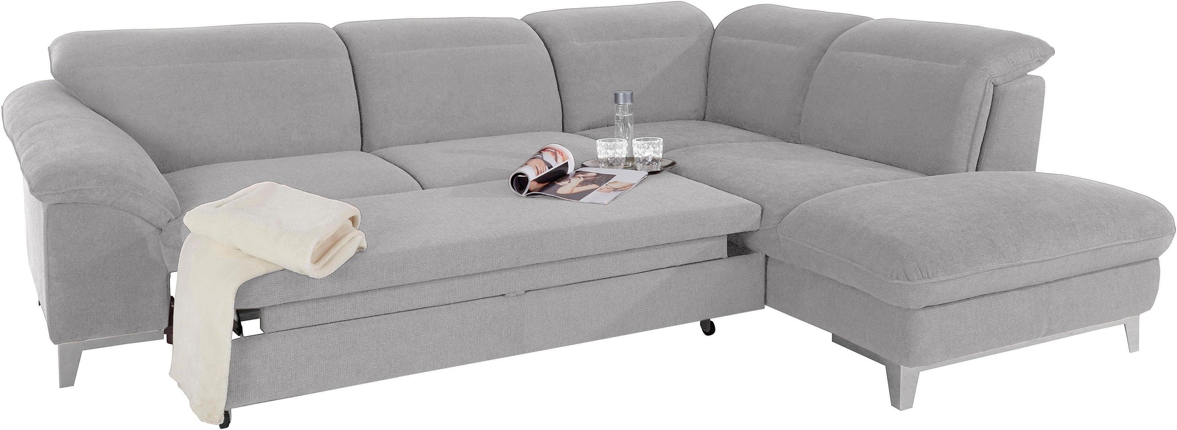 COTTA Polstergarnitur »Teresa«, (Set), Set: bestehend aus Ecksofa und Hocker, Ecksofa wahlweise Bettfunktion