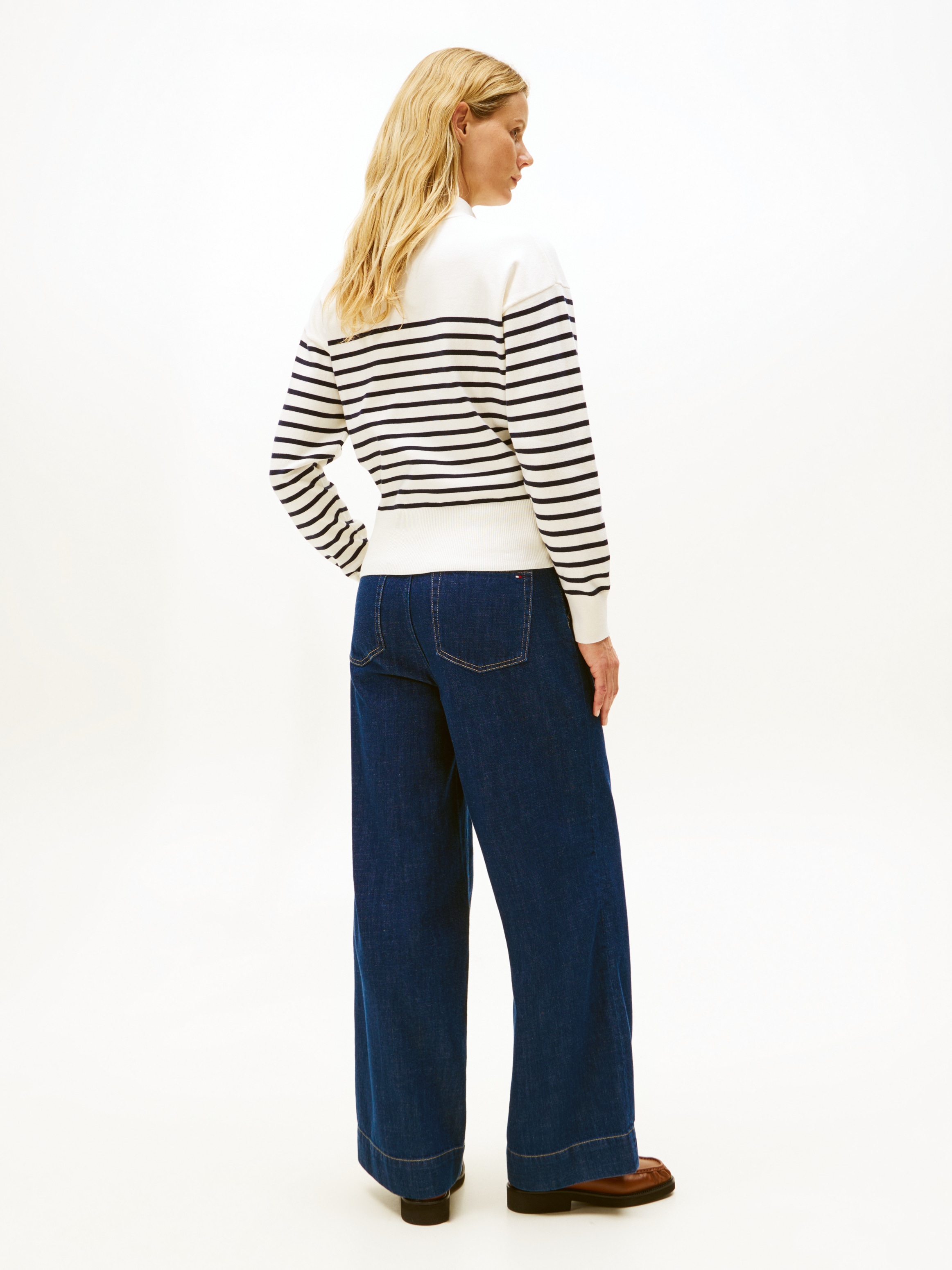 Tommy Hilfiger Strickpullover »CO JERSEY GOLD BTN MOCK-NK SWT«, mit goldfarbenen Knöpfen