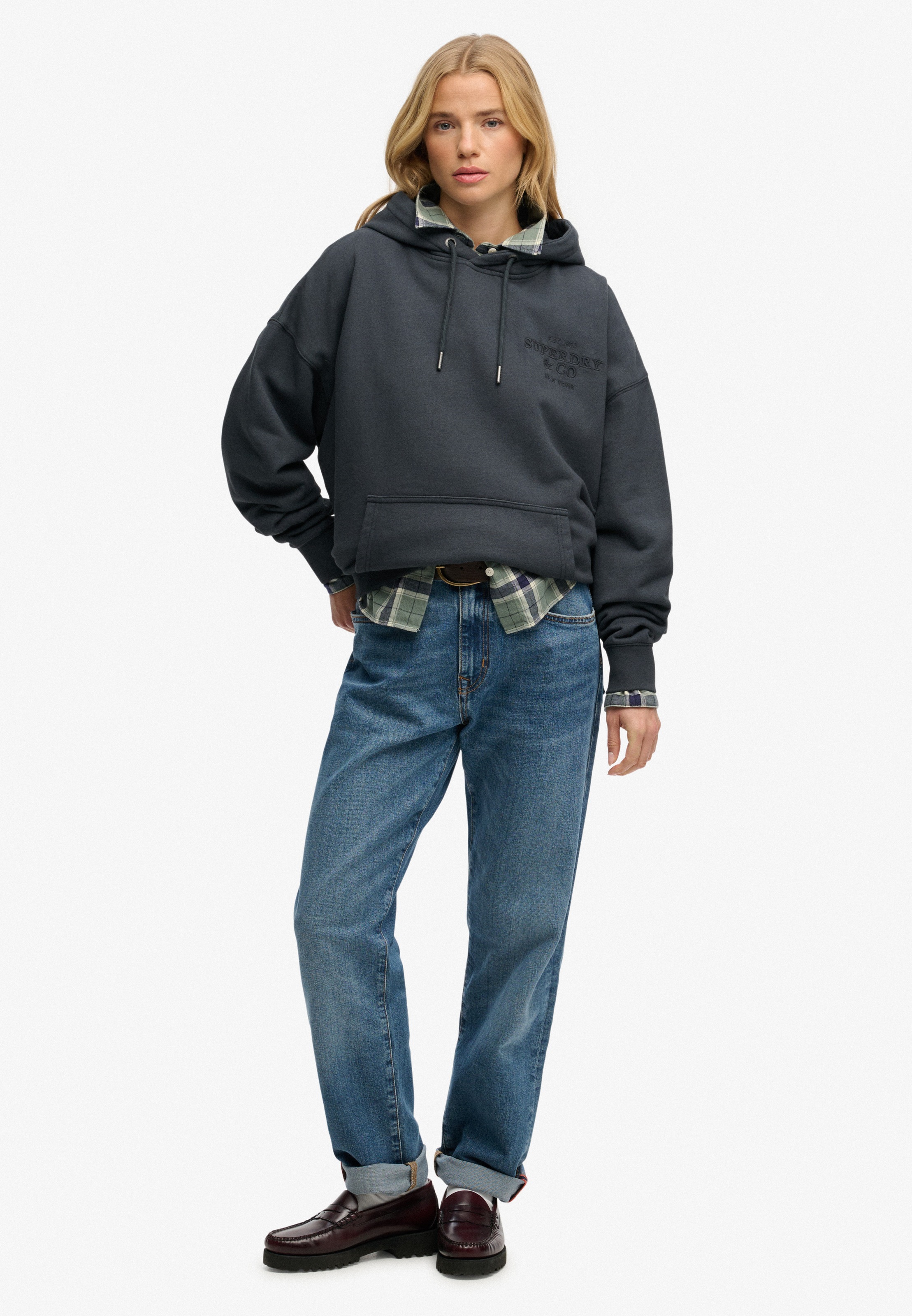 Superdry Kapuzensweatshirt »Luxe Casual Emb Relaxed Hood«, Baumwolle, oversize
