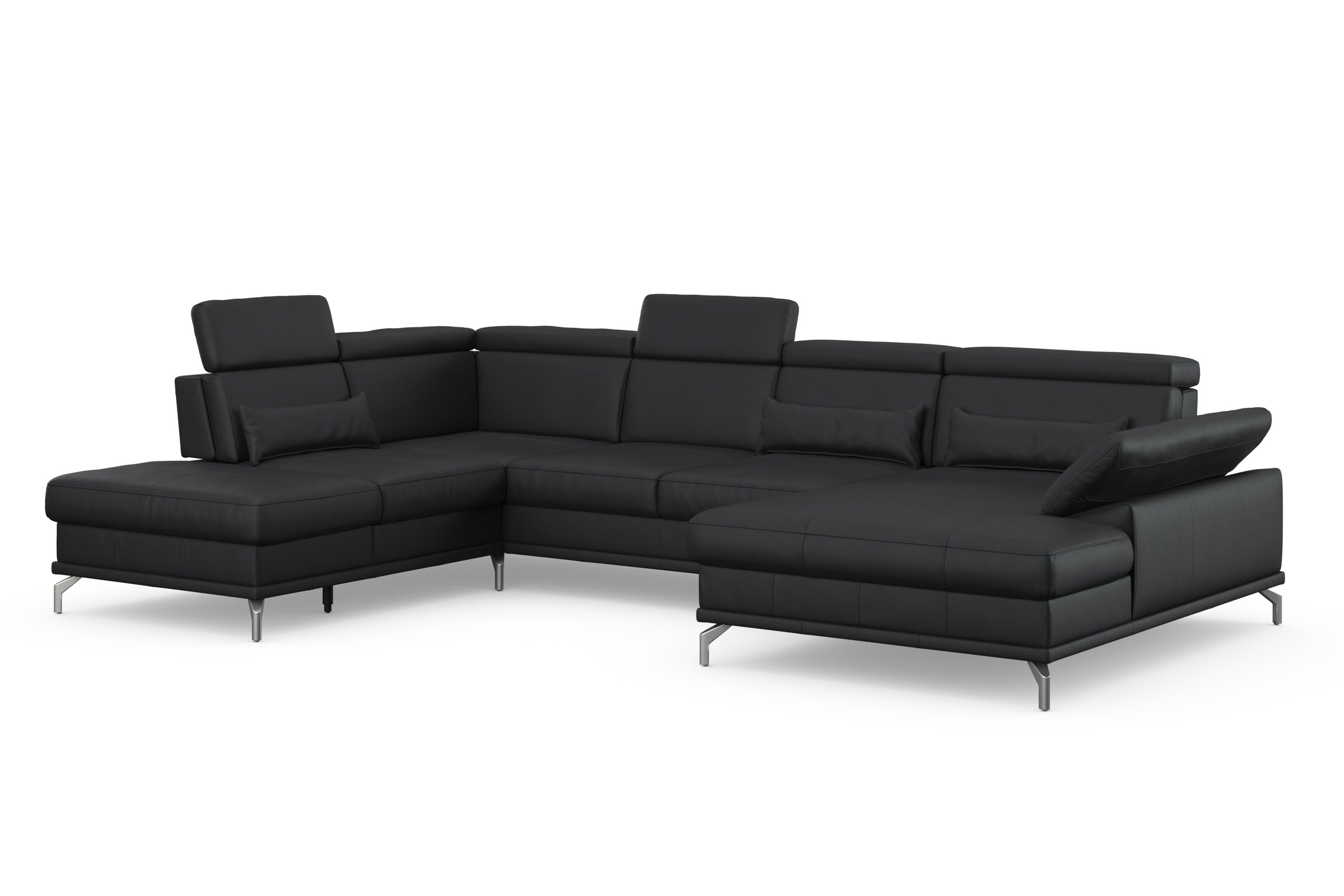 sit&more Wohnlandschaft »Cabrio U-Form, B: 359 cm, mit Sitztiefen-, Arm- & Kopfteilverstellung«, 3 Nierenkissen, Federkern, optional Bettfunktion und Stauraum