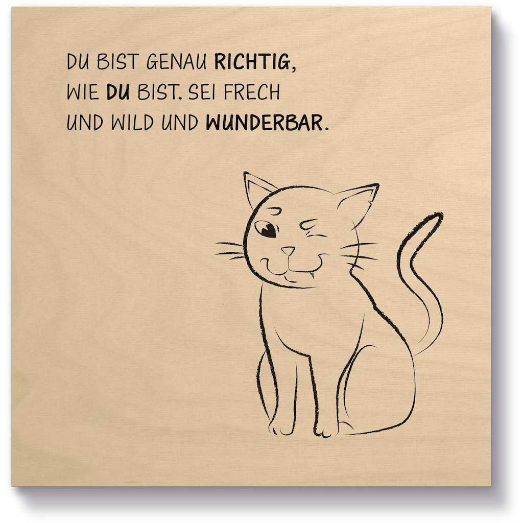 Artland Holzbild »Katze«, Sprüche & Texte, (1 St.)
