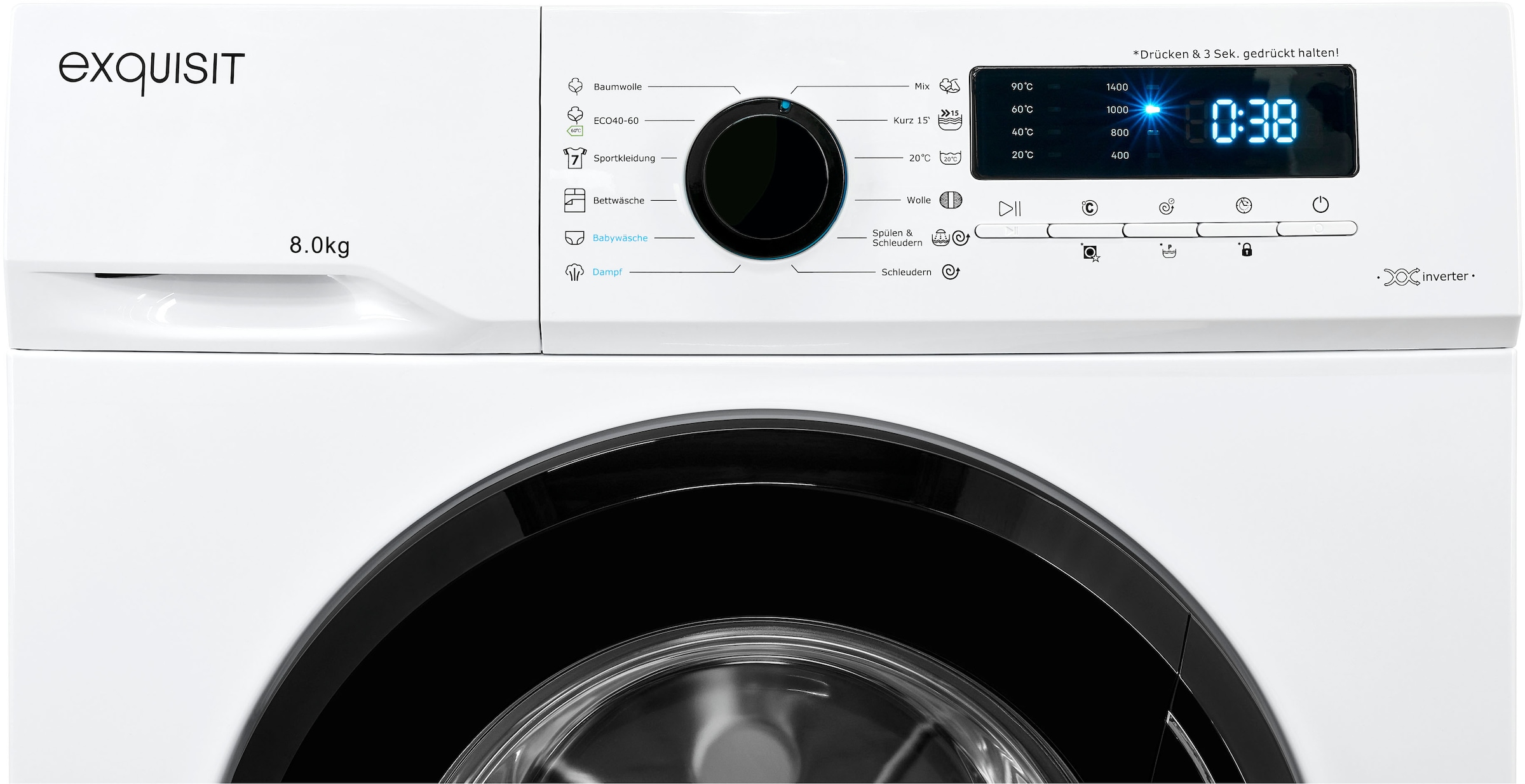 exquisit Waschmaschine »WA8014-020A weiss«, 8 kg, 1400 U/min