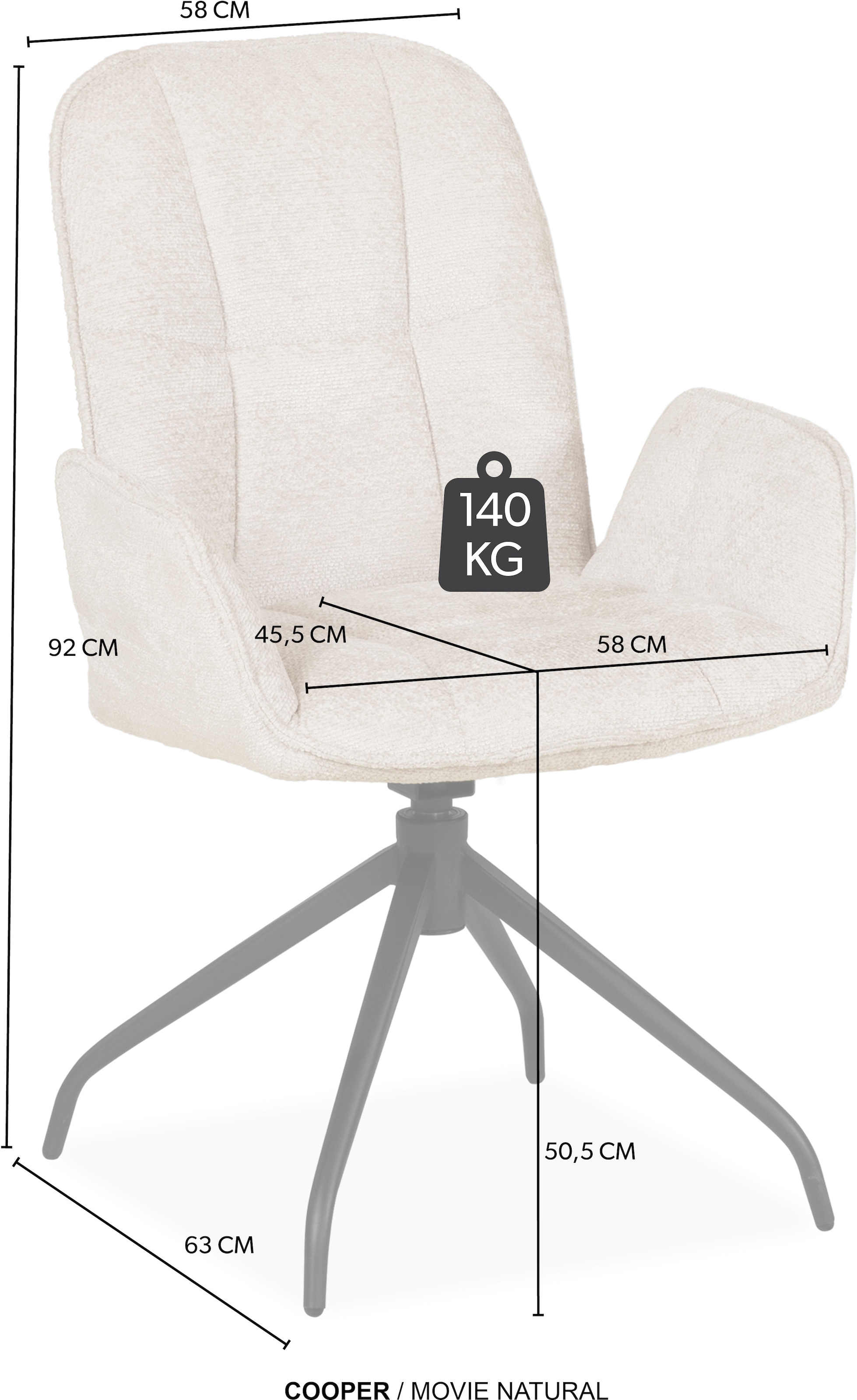 OMG Design Esszimmerstuhl »Cooper« (Set) 2 Stk.Drehstuhl mit auto-return, Armlehnenstuhl