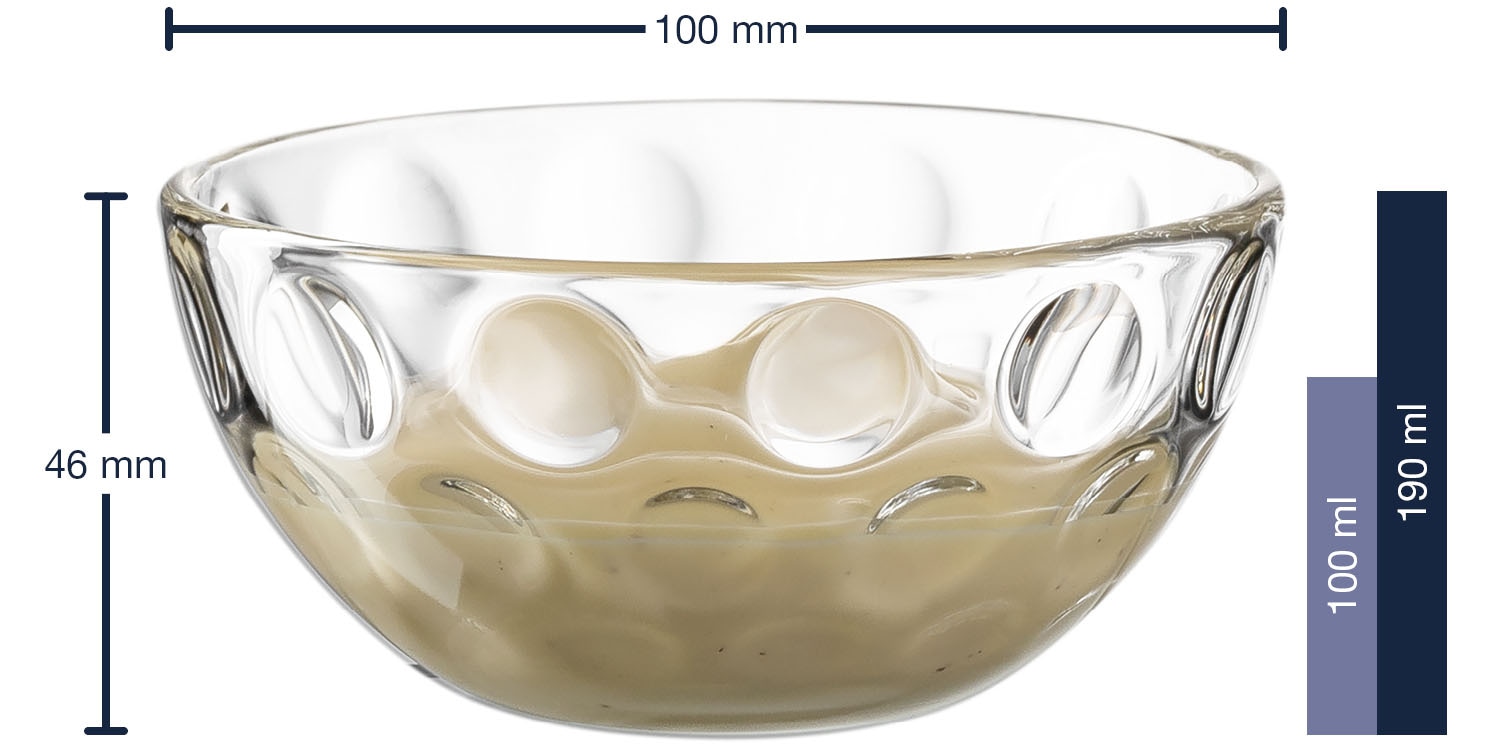 LEONARDO Schale »CUCINA OPTIC, 10 cm, 6er-Set«, 6 tlg., aus Glas, spülmaschinengeeignet