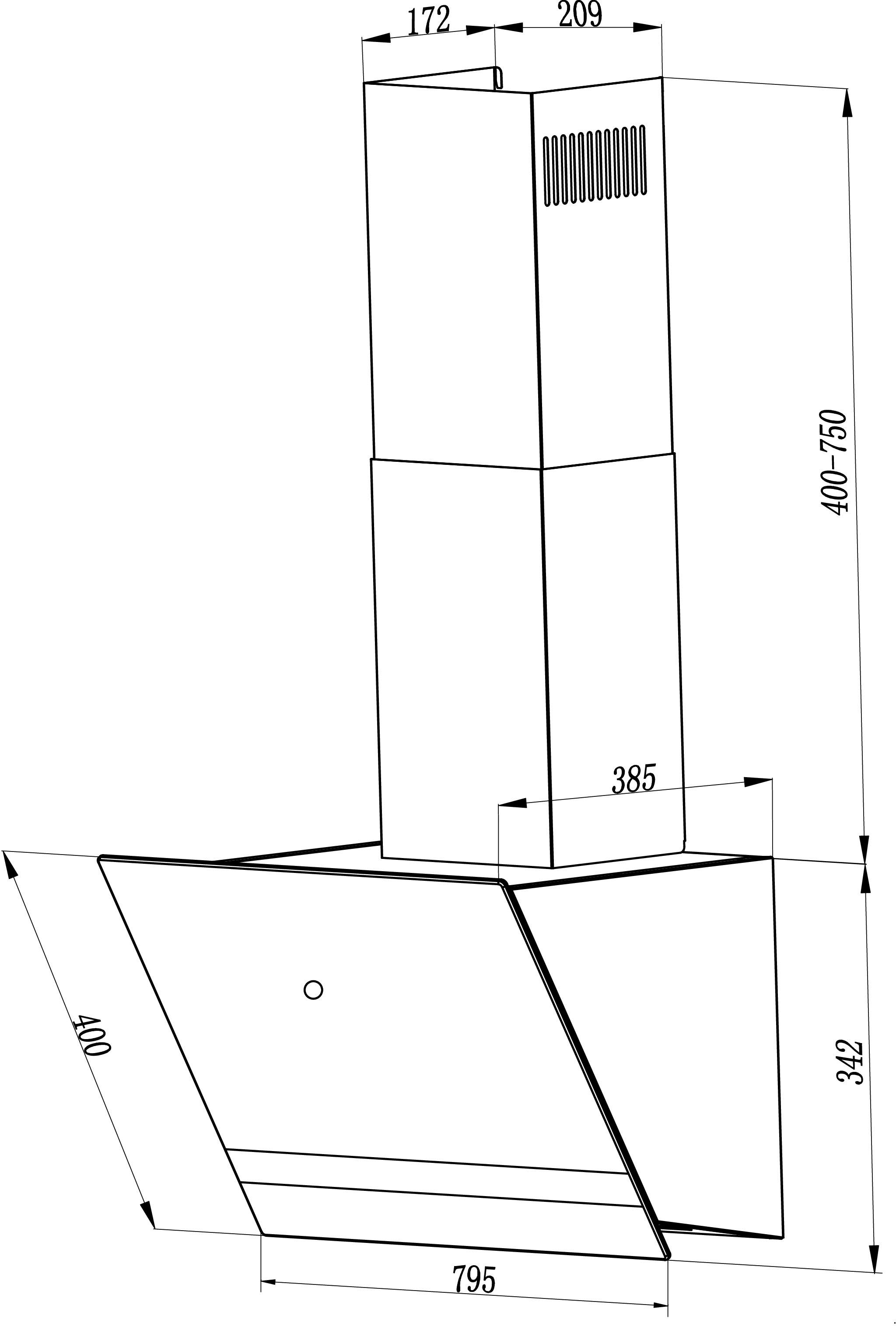 RESPEKTA Wandhaube »CH 24080«, 80 cm, 3 Leistungsstufen, LED-Beleuchtung, Ab- und Umluftfähig