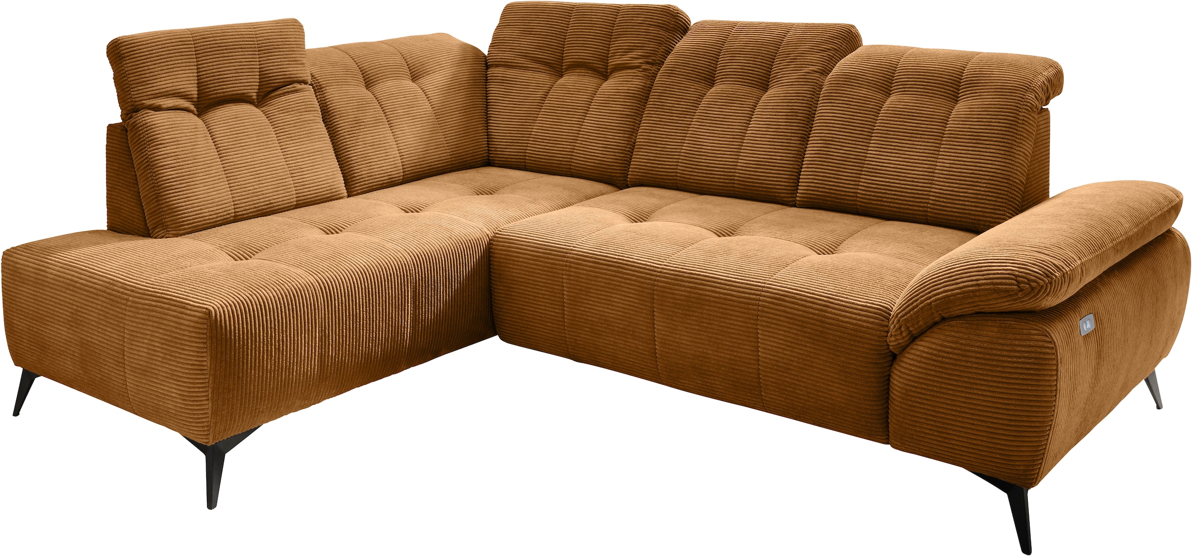 Home affaire Ecksofa »Lazio modern und bequem, schmale Armlehnen, tolle Detailverarbeitung« zwei verschiedene Fußfarben wählbar