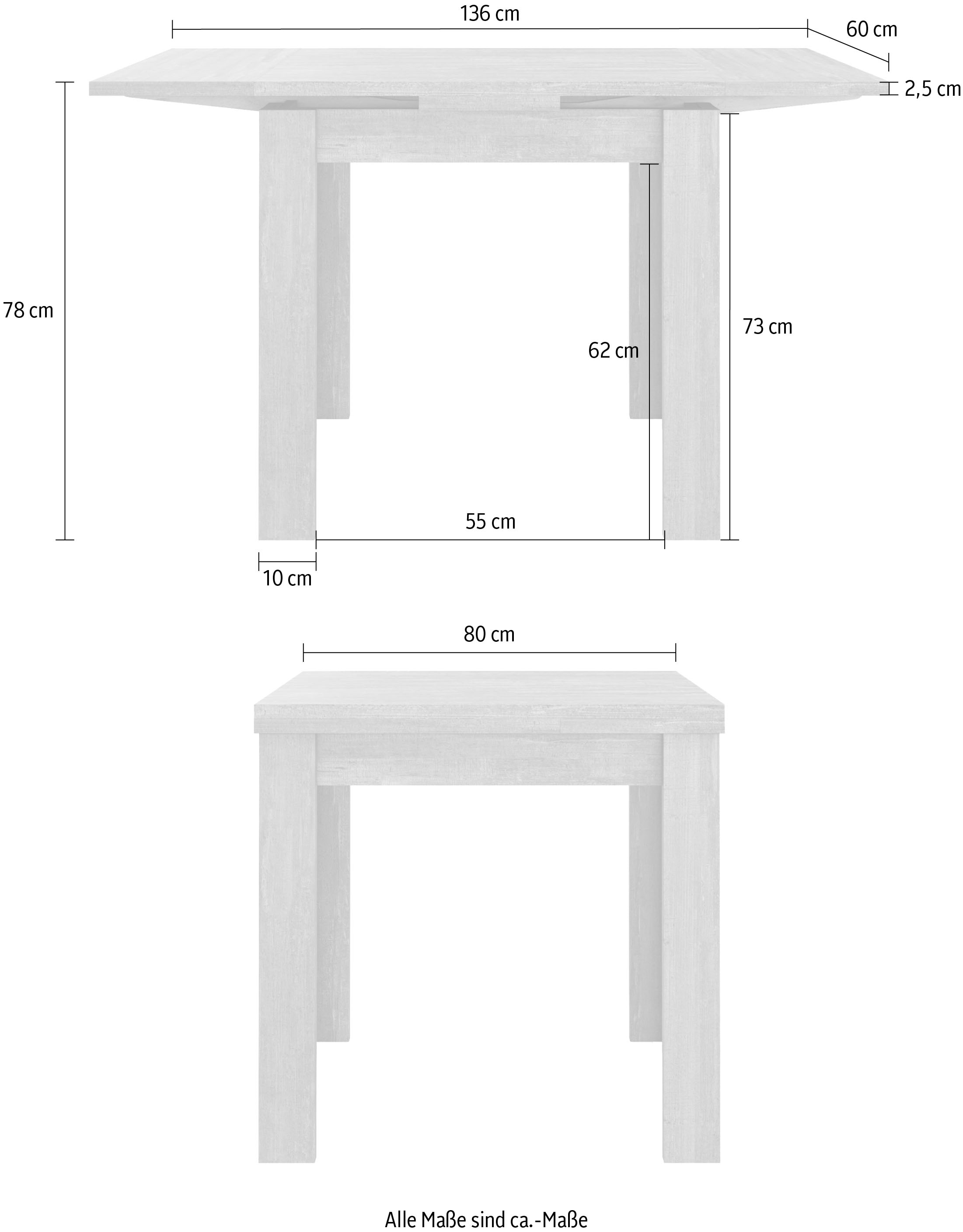 Mäusbacher Esstisch »Monti«, 80 x 60 cm, ausziehbar auf 136 cm