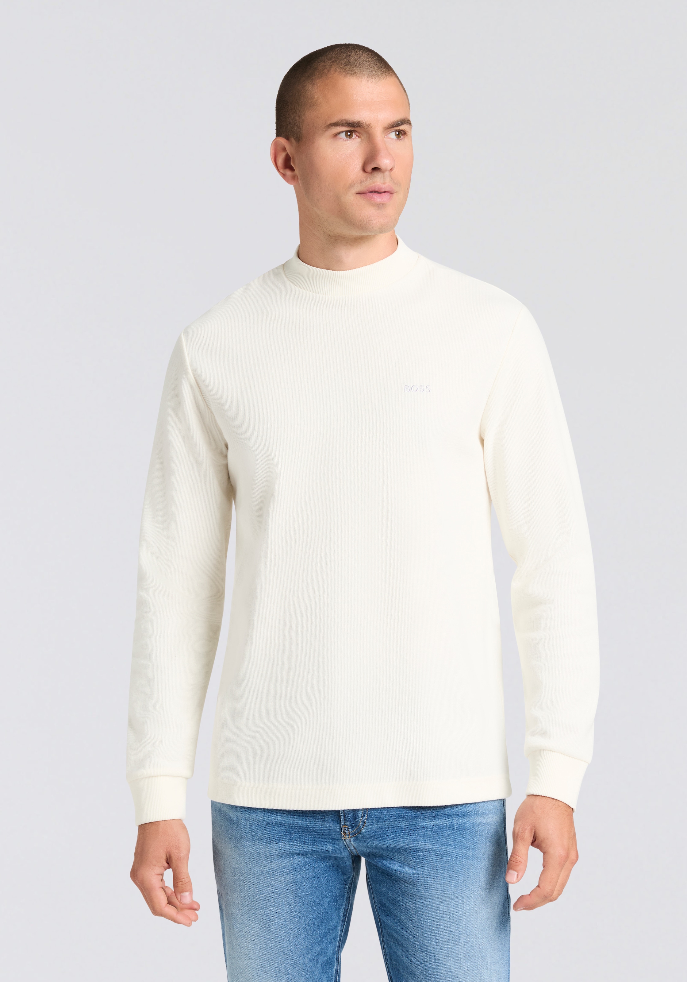 BOSS ORANGE Langarmshirt »Te explorer« Rundhalsausschnitt, Saum- und Ärmelbündchen