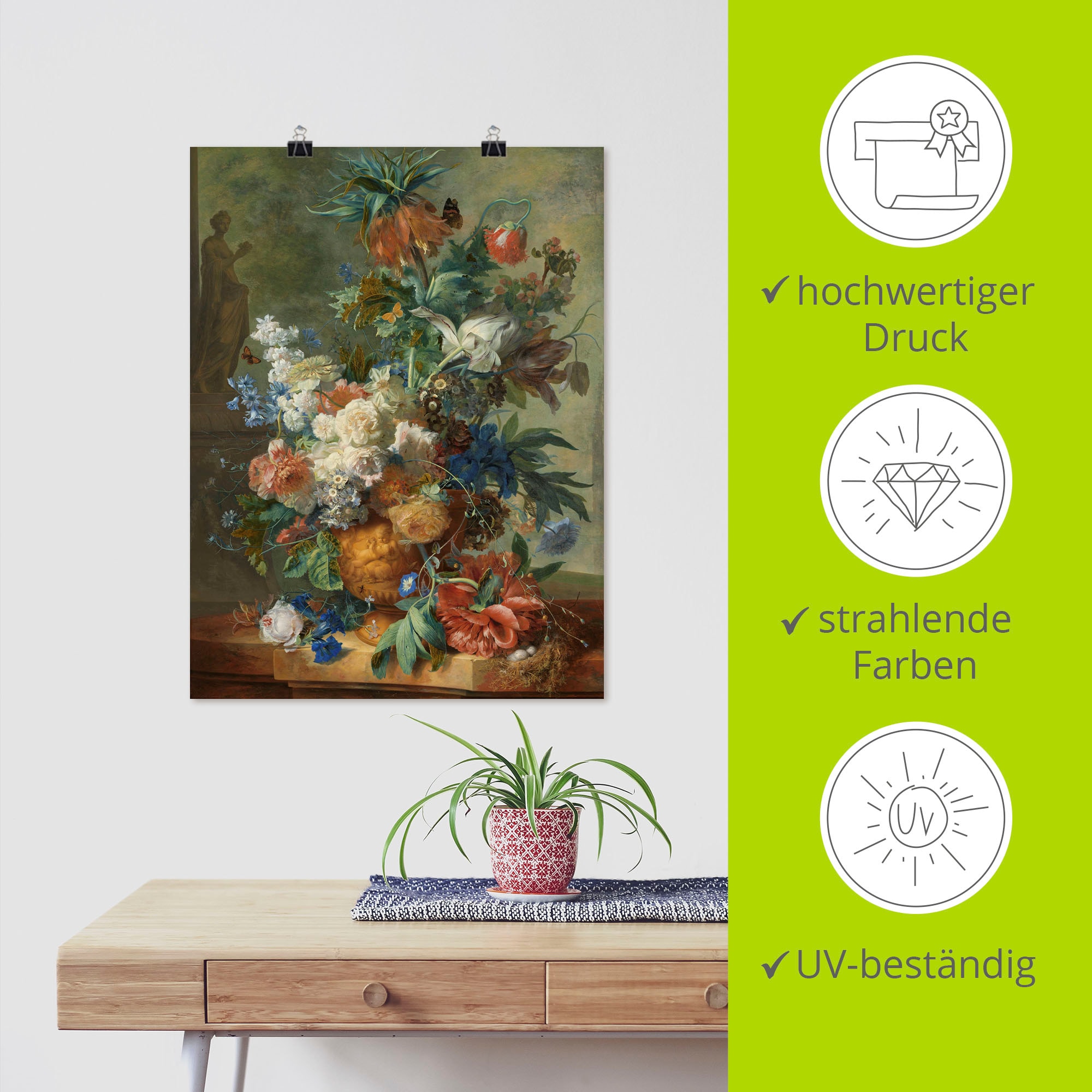 Artland Wandbild »Blumenstillleben. 1723«, Arrangements, (1 St.), als Poster in verschied. Größen