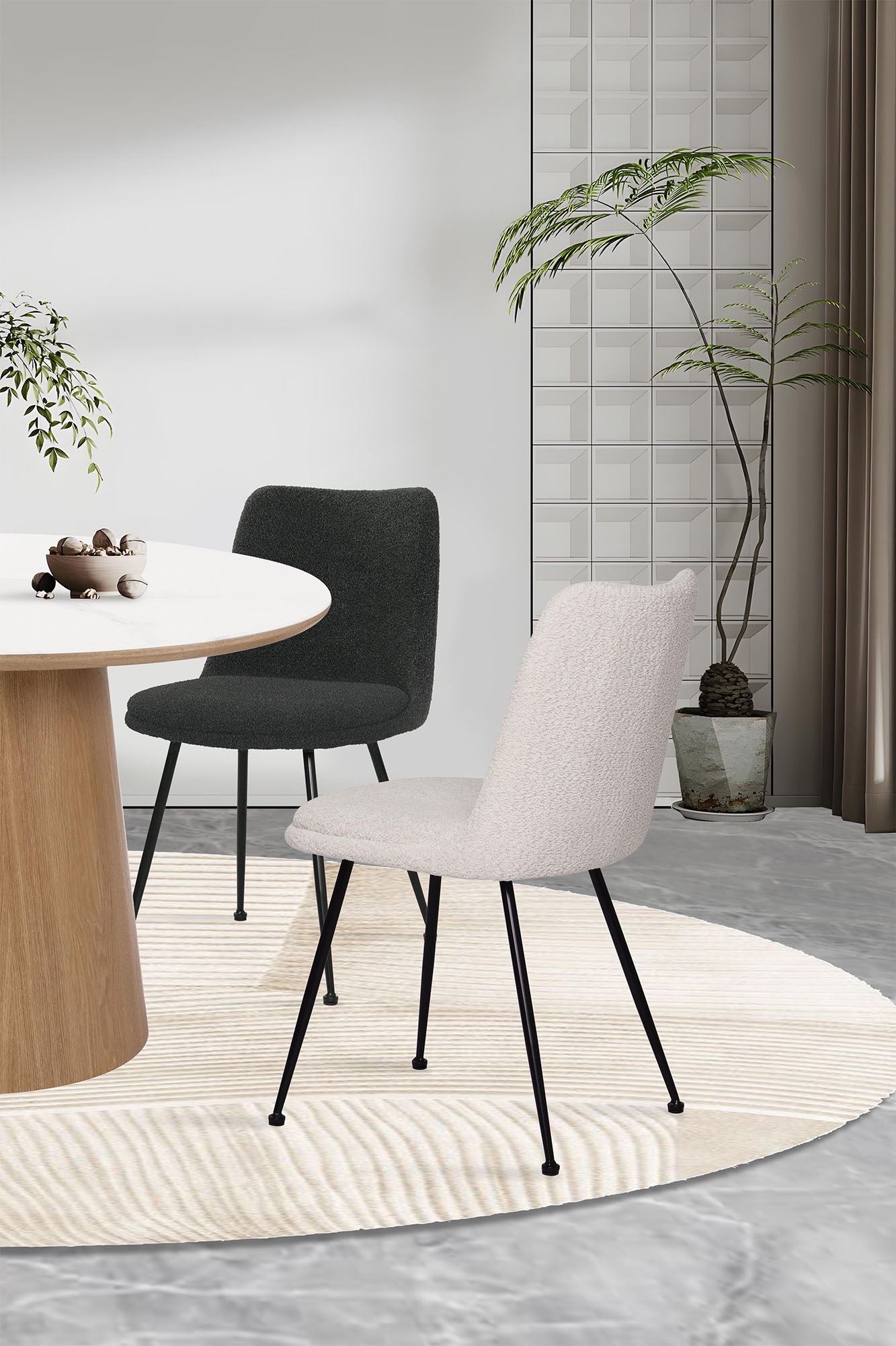SIT 4-Fußstuhl, (Set), 2 St., Bouclé, Oeko-Tex zertifiziert