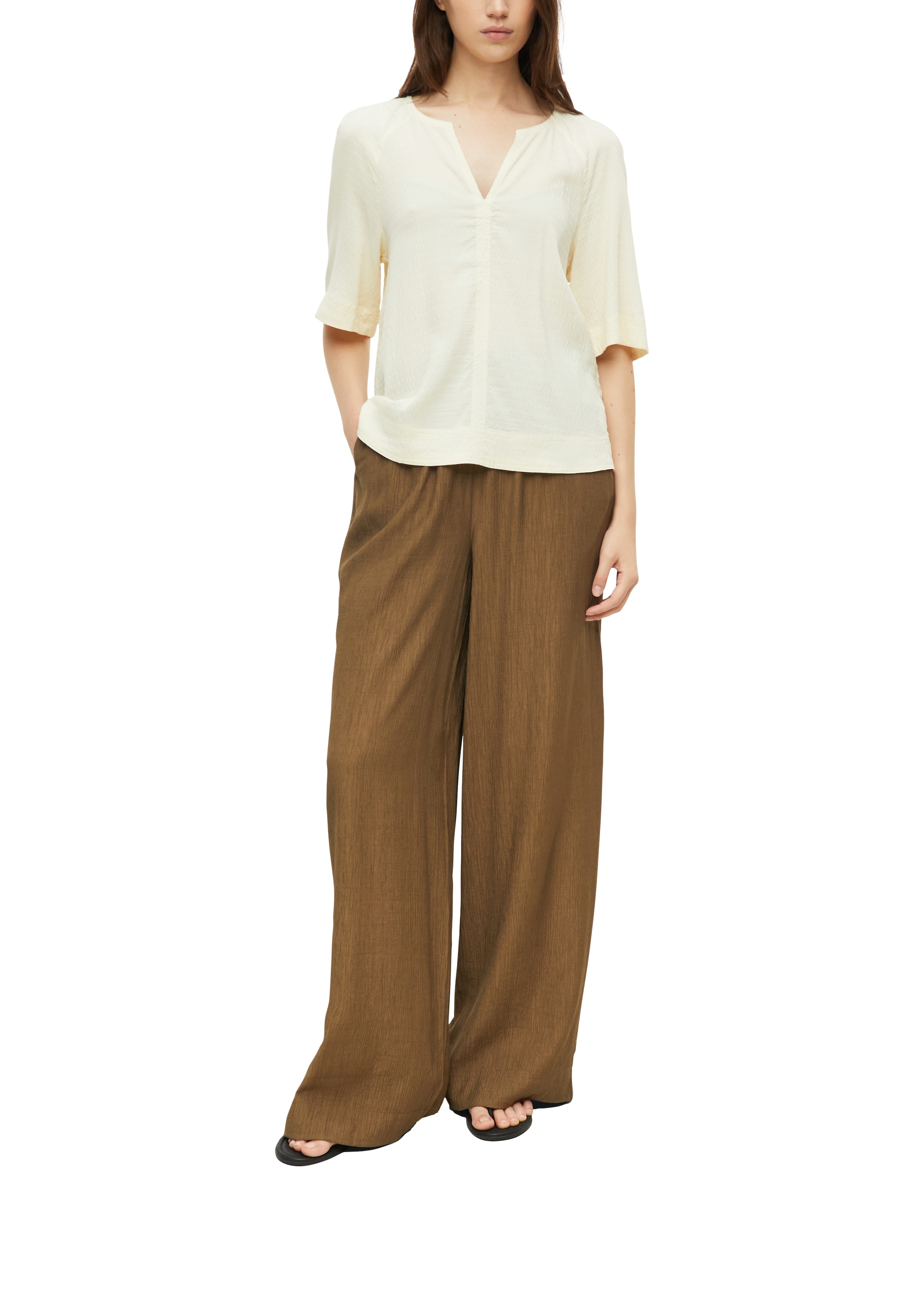 s.Oliver Schlupfbluse 3/4 Arm Bluse mit Splitneck